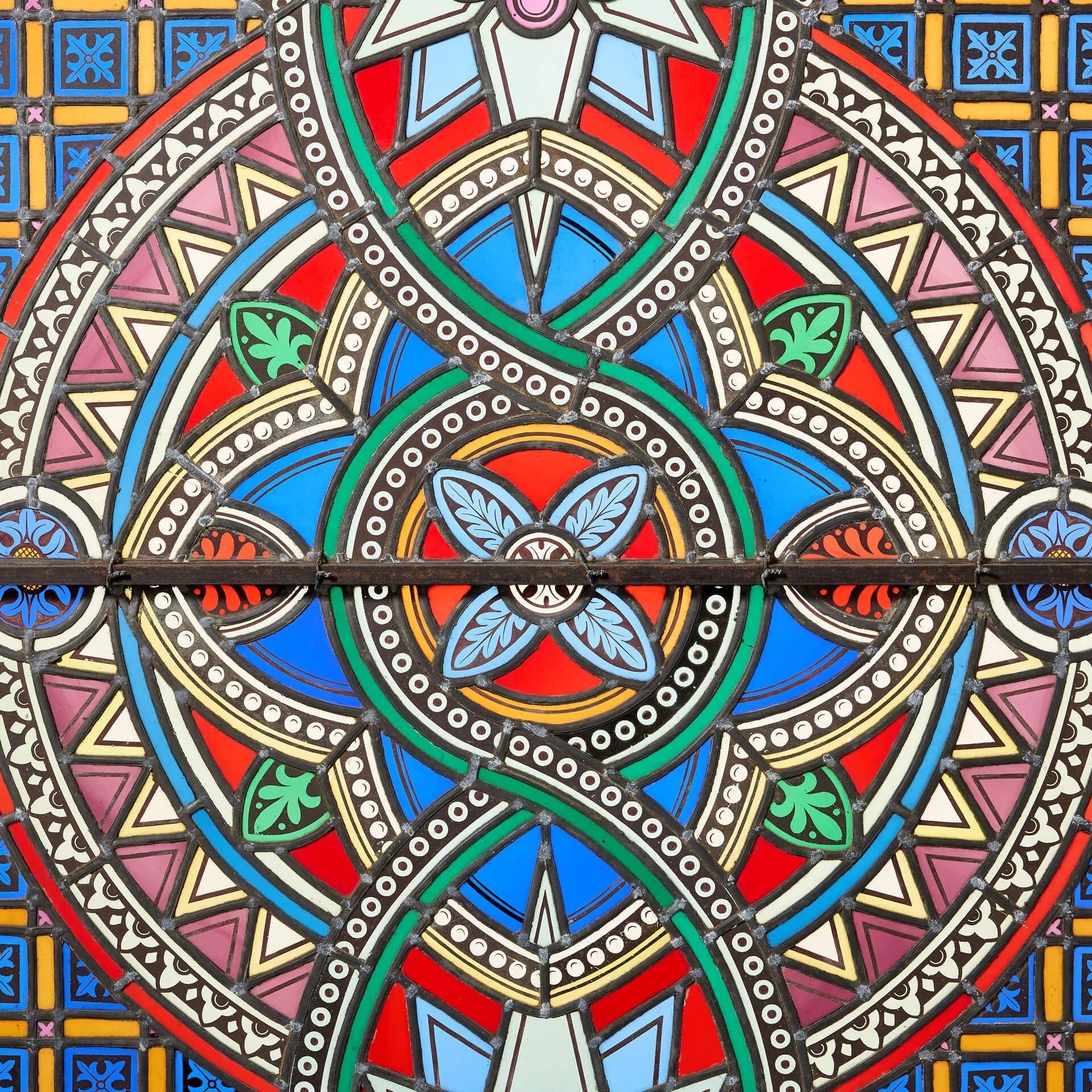 Medieval The Holkham Hall Stained Glass Window For Sale