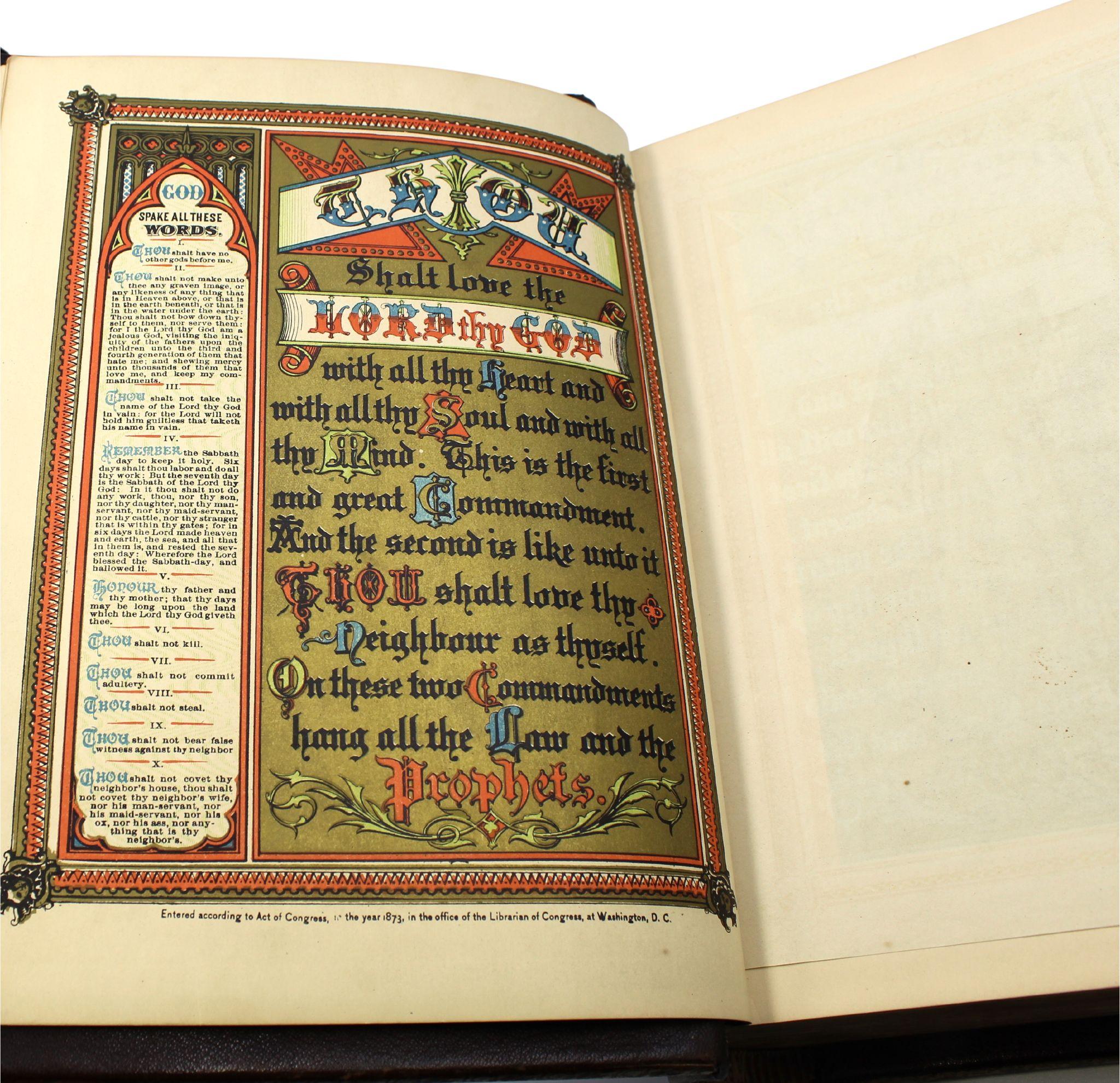 Leather The Holy Bible, Containing the Old and New Testaments, Illustrated, 1882