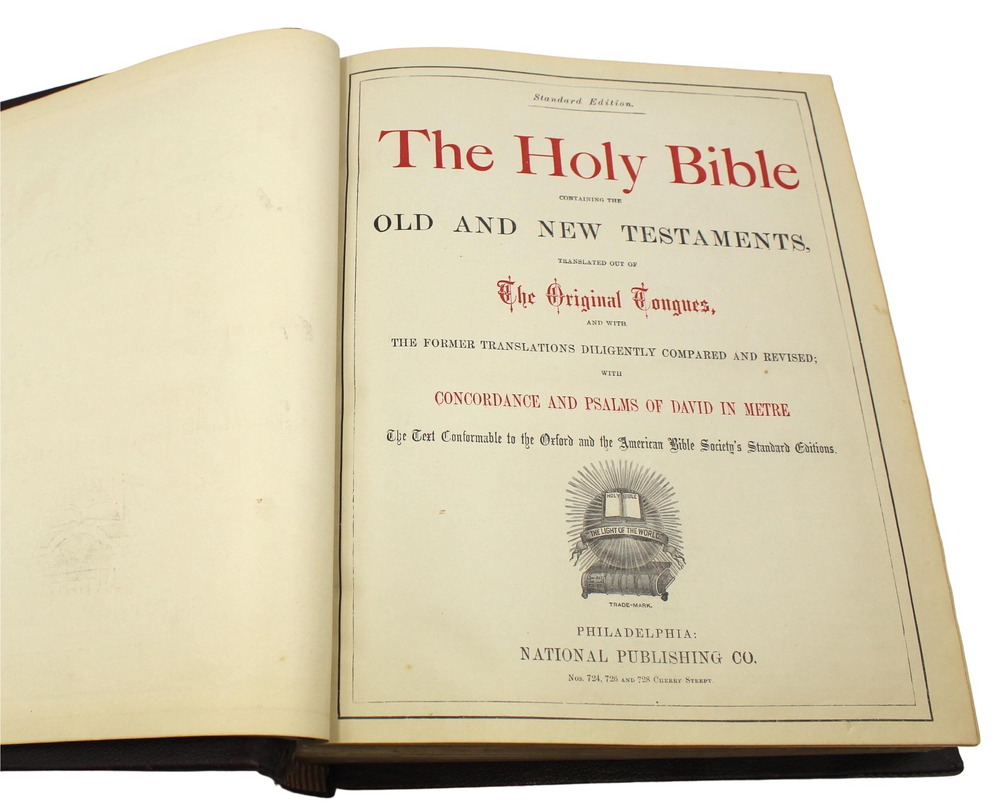 Gothic Revival The Holy Bible, Containing the Old and New Testaments, Illustrated, 1885