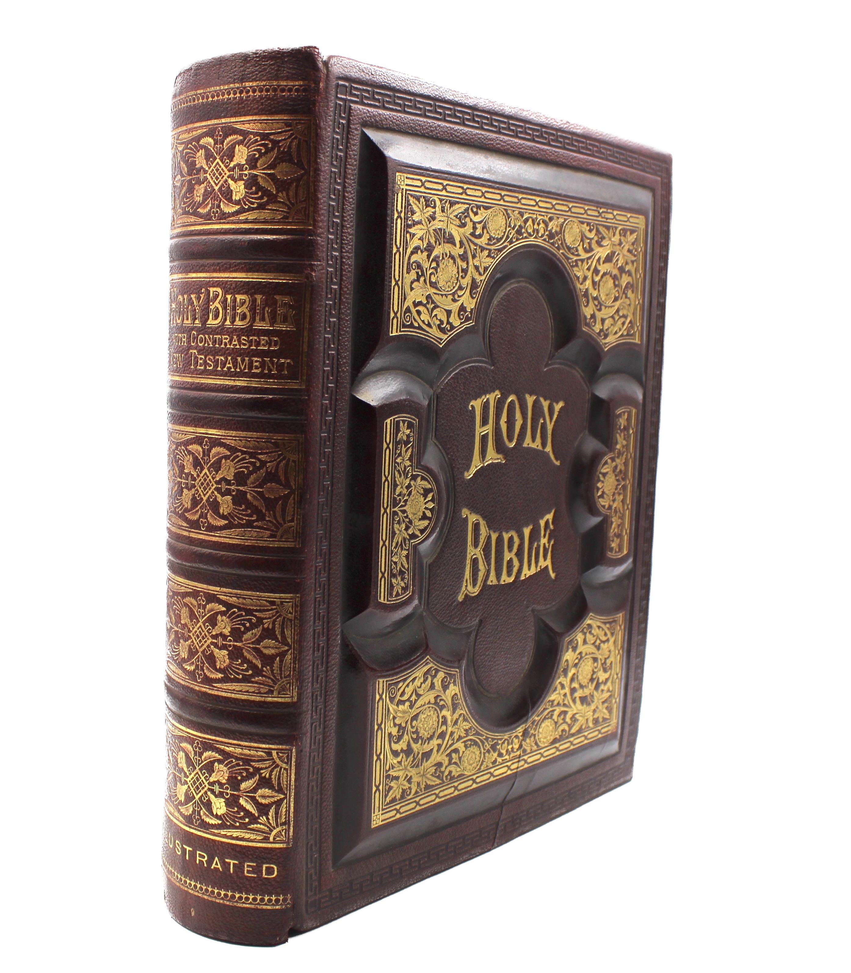 Leather The Holy Bible, Containing the Old and New Testaments, Illustrated, 1885