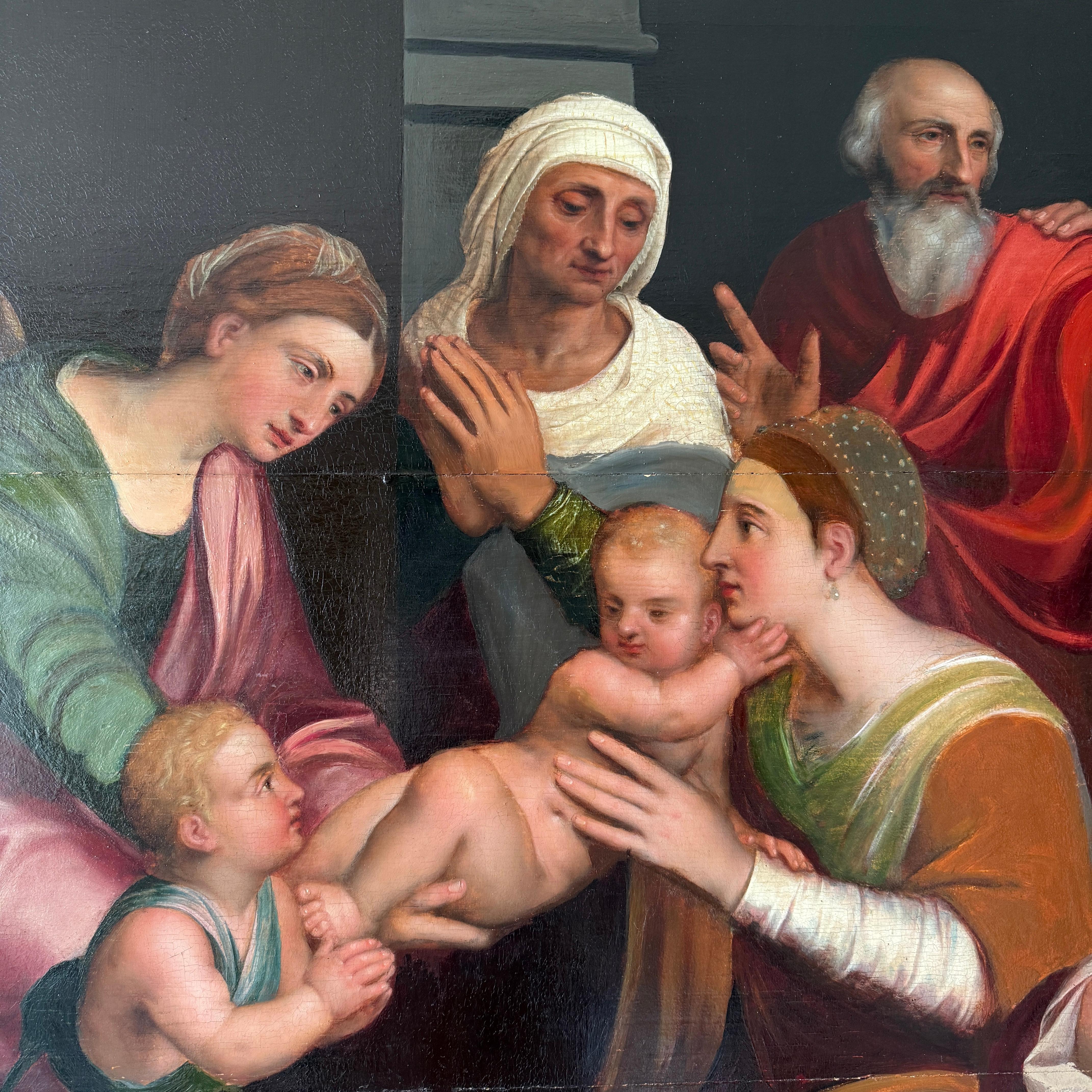 The Holy Kinship of Mary, Öl auf Lattenrost-Tafel, möglicherweise Willem Key (16. Jahrhundert) (Renaissance) im Angebot