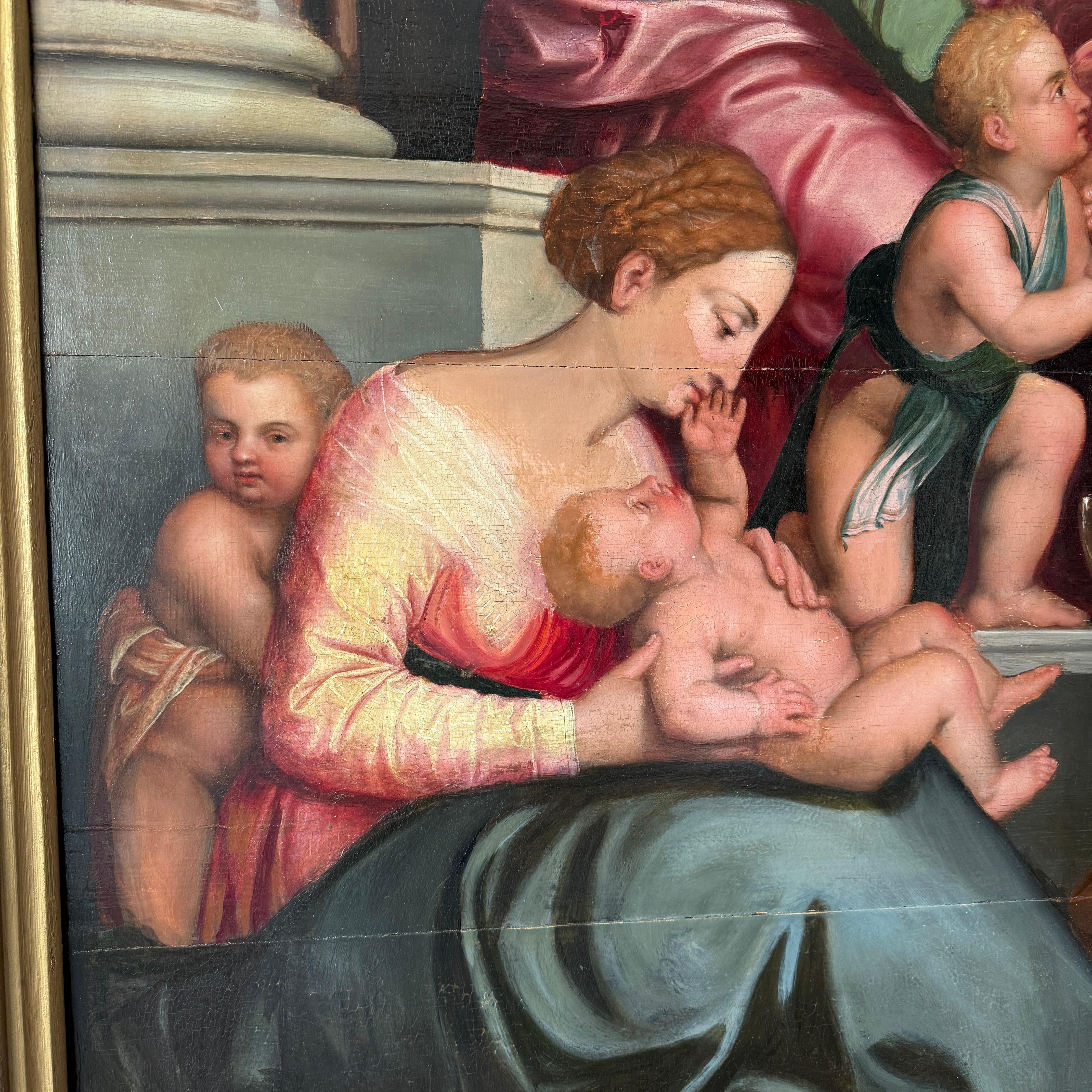 The Holy Kinship of Mary, Öl auf Lattenrost-Tafel, möglicherweise Willem Key (16. Jahrhundert) (Handbemalt) im Angebot