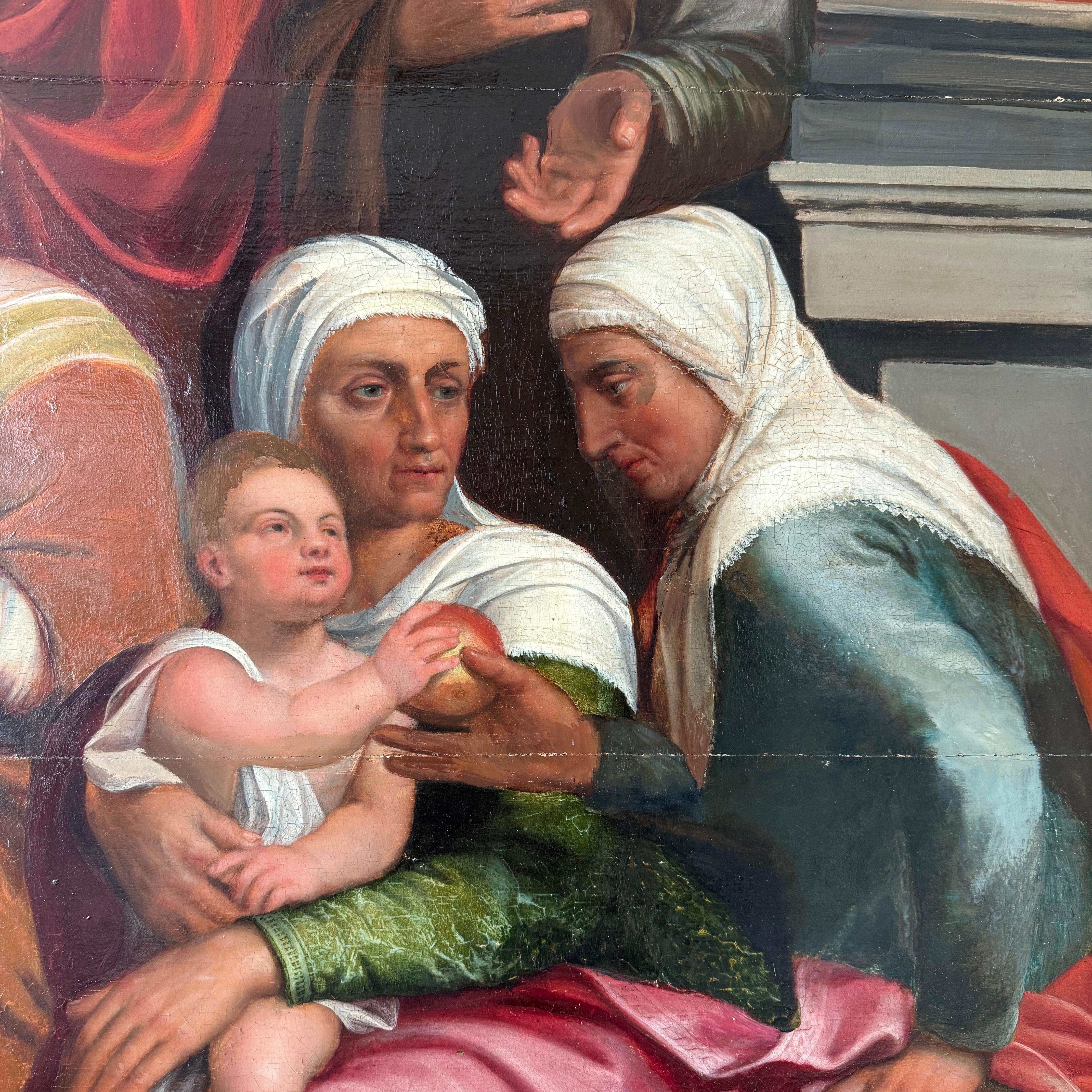 The Holy Kinship of Mary, Öl auf Lattenrost-Tafel, möglicherweise Willem Key (16. Jahrhundert) im Zustand „Gut“ im Angebot in Chonburi, TH
