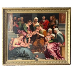 The Holy Kinship of Mary Oil on slatted panel Possibly Willem Key (16th Century)