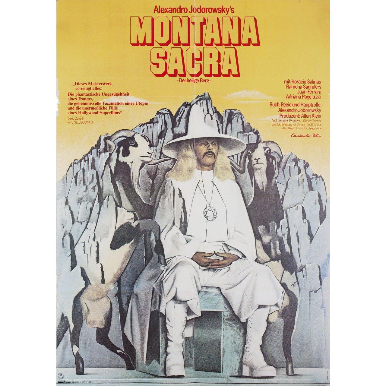 Original 1974 German A1 poster by Peter Sickert / Dieter Noss for the first German theatrical release of the film The Holy Mountain (La Montana sagrada) directed by Alejandro Jodorowsky with Alejandro Jodorowsky / Horacio Salinas / Zamira Saunders /