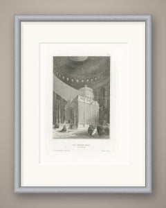 The Holy Sepulchre, Jerusalem, Antique Interior View of the Rotunda, circa 1850