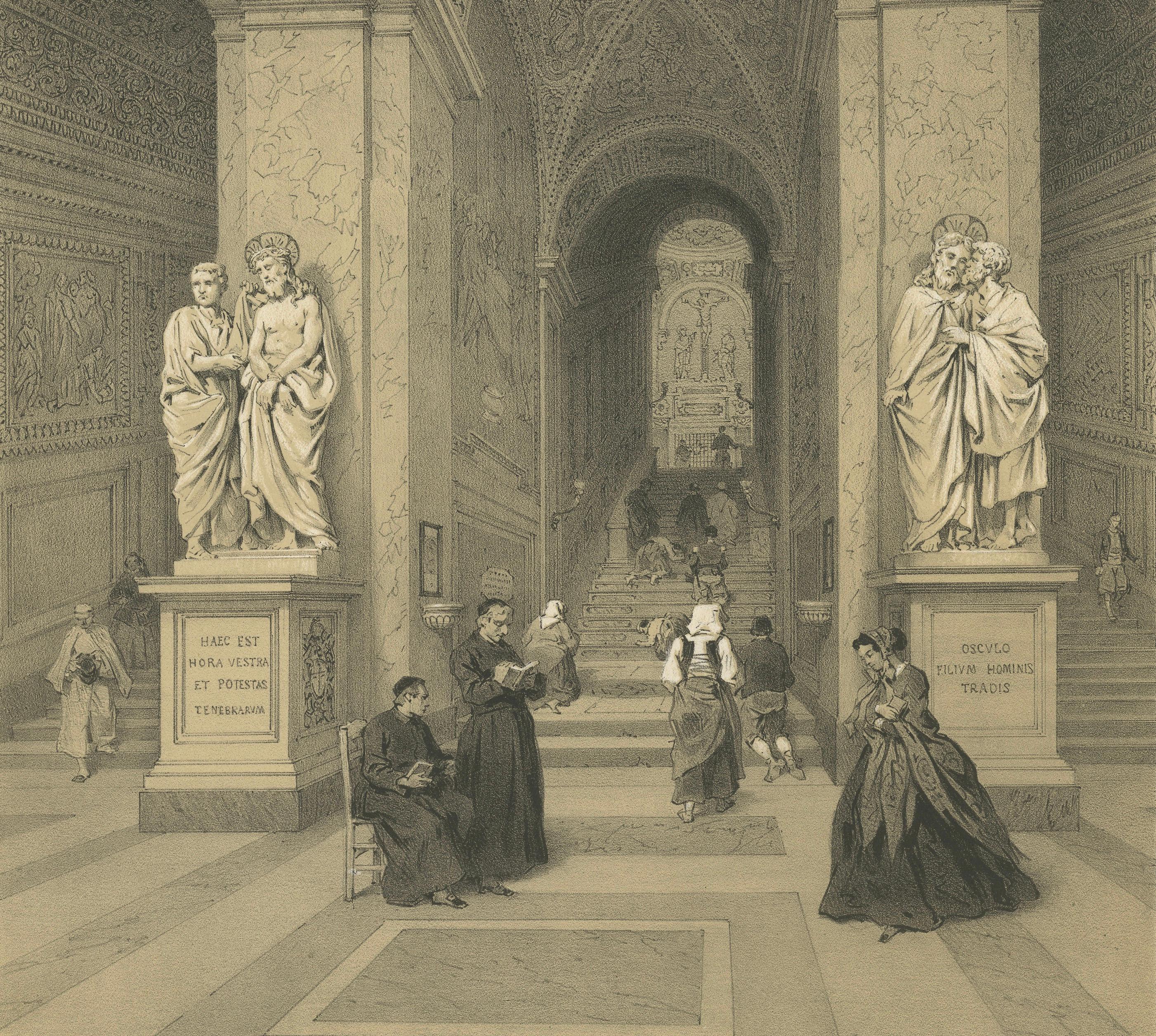 The Holy Staircase (Scala Santa), Rome – Sacred Interior Scene, 1868