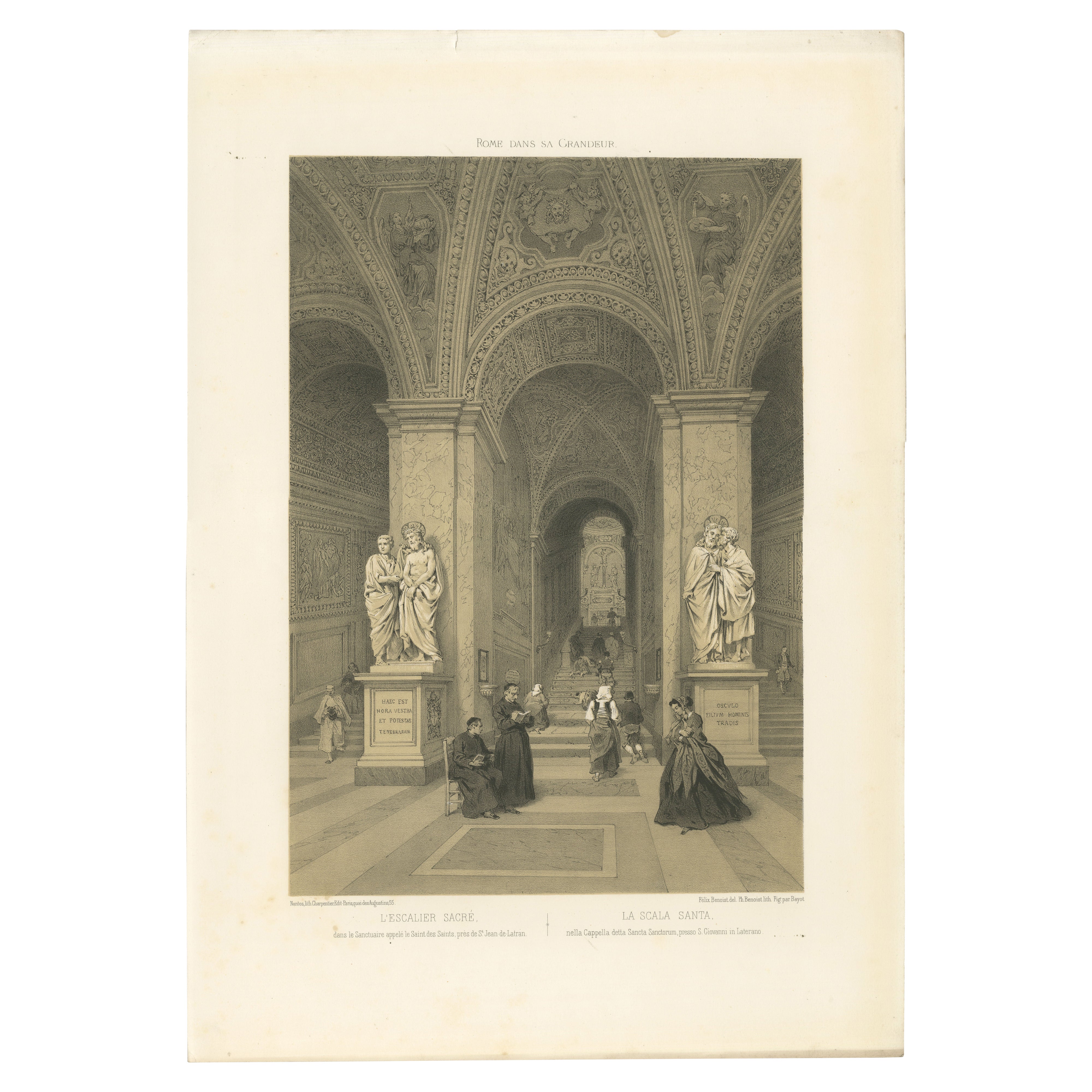 La Escalera Santa (Scala Santa), Roma - Escena interior sagrada, 1868 en venta