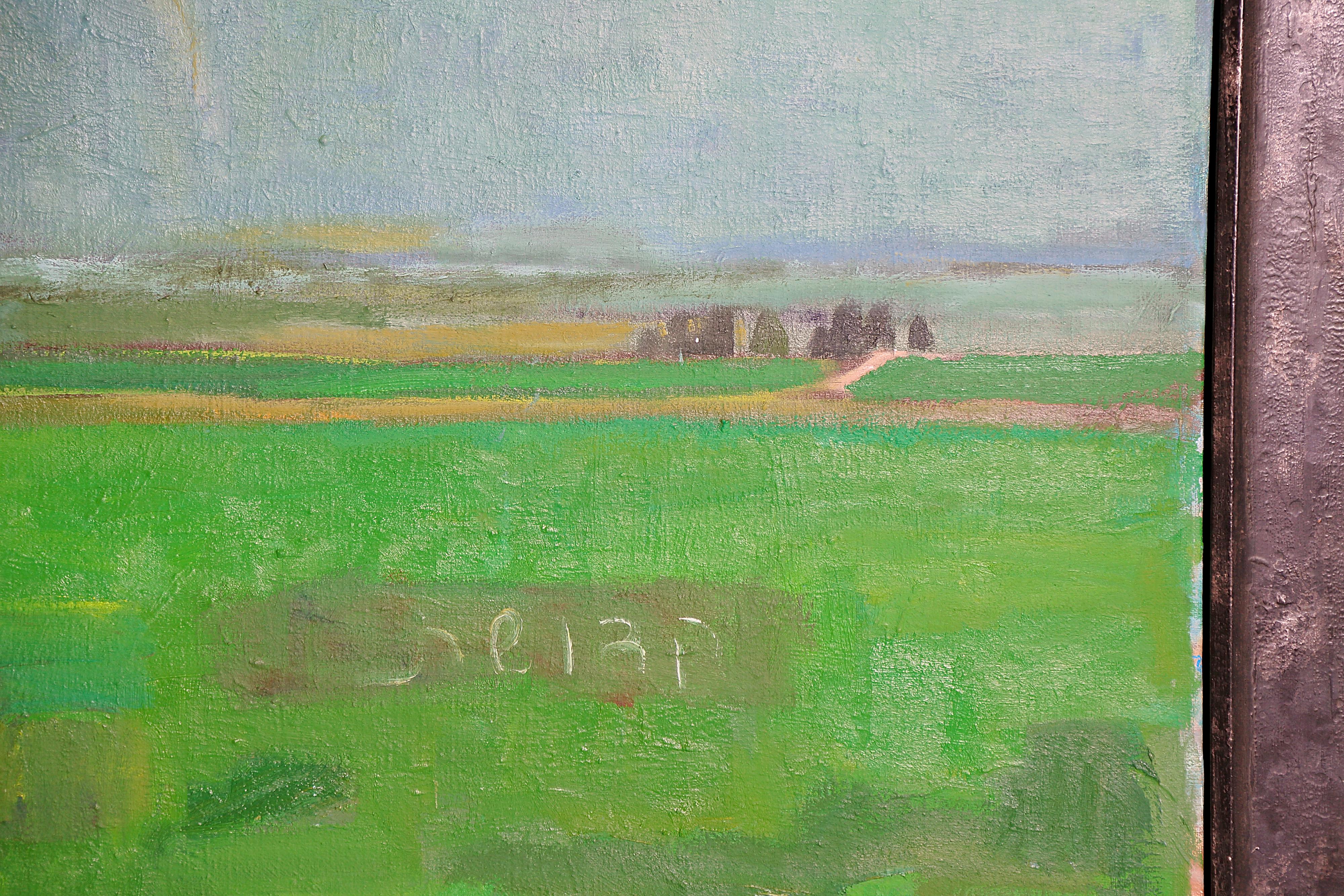 The Holy Tractor, 2005, oil on linen, framed, by Israeli artist Michael Kovner (1948- ), son of the famous Israeli poet Aba Kovner, abstract expressionism, signed en verso, with tag / label from George Krevsky Gallery, 77 Geary Street, San