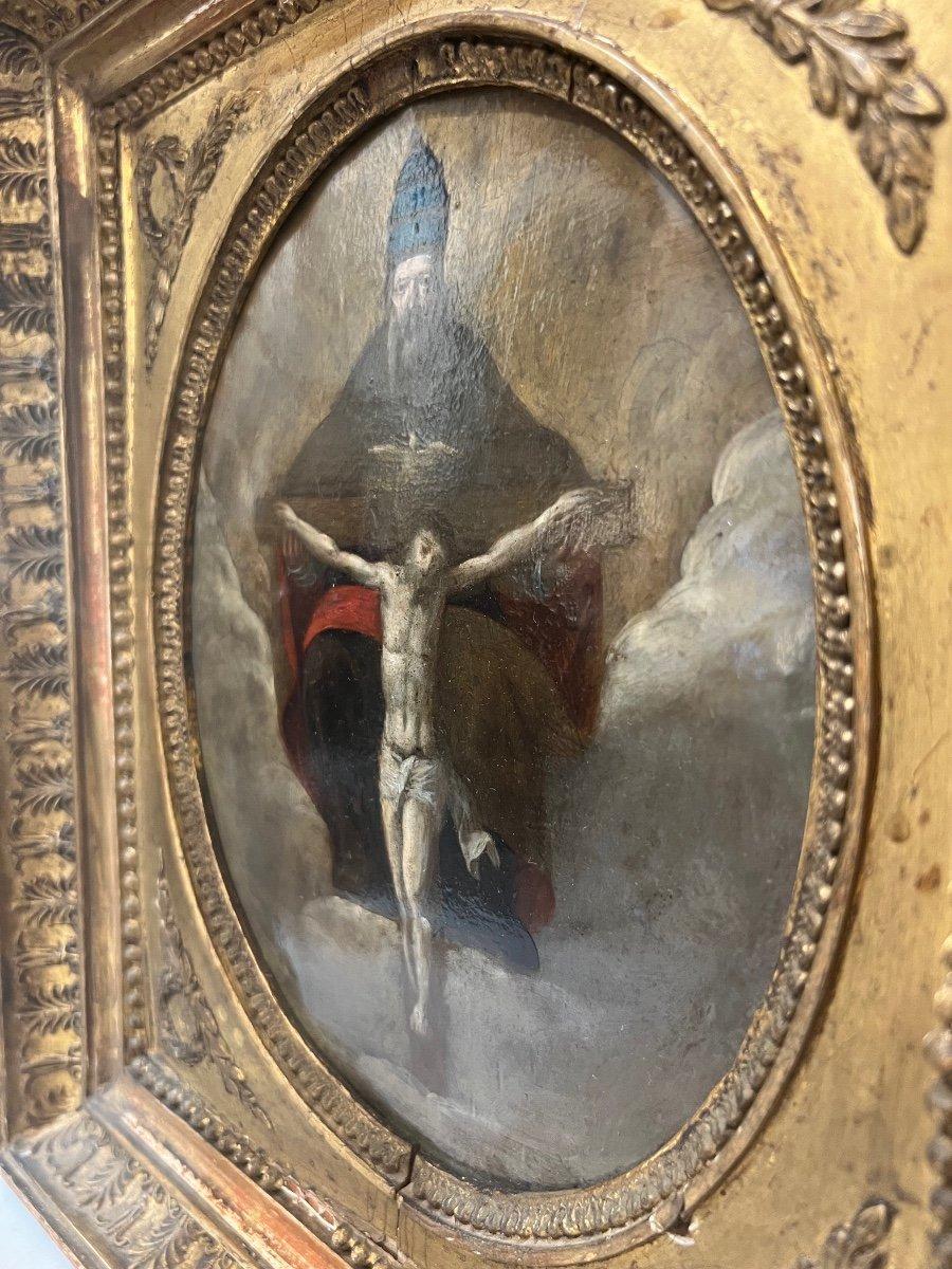 18th Century and Earlier The Holy Trinity in Oil on Copper, 17th Century For Sale