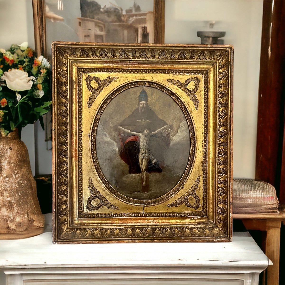 The Holy Trinity in Oil on Copper, 17th Century For Sale 1