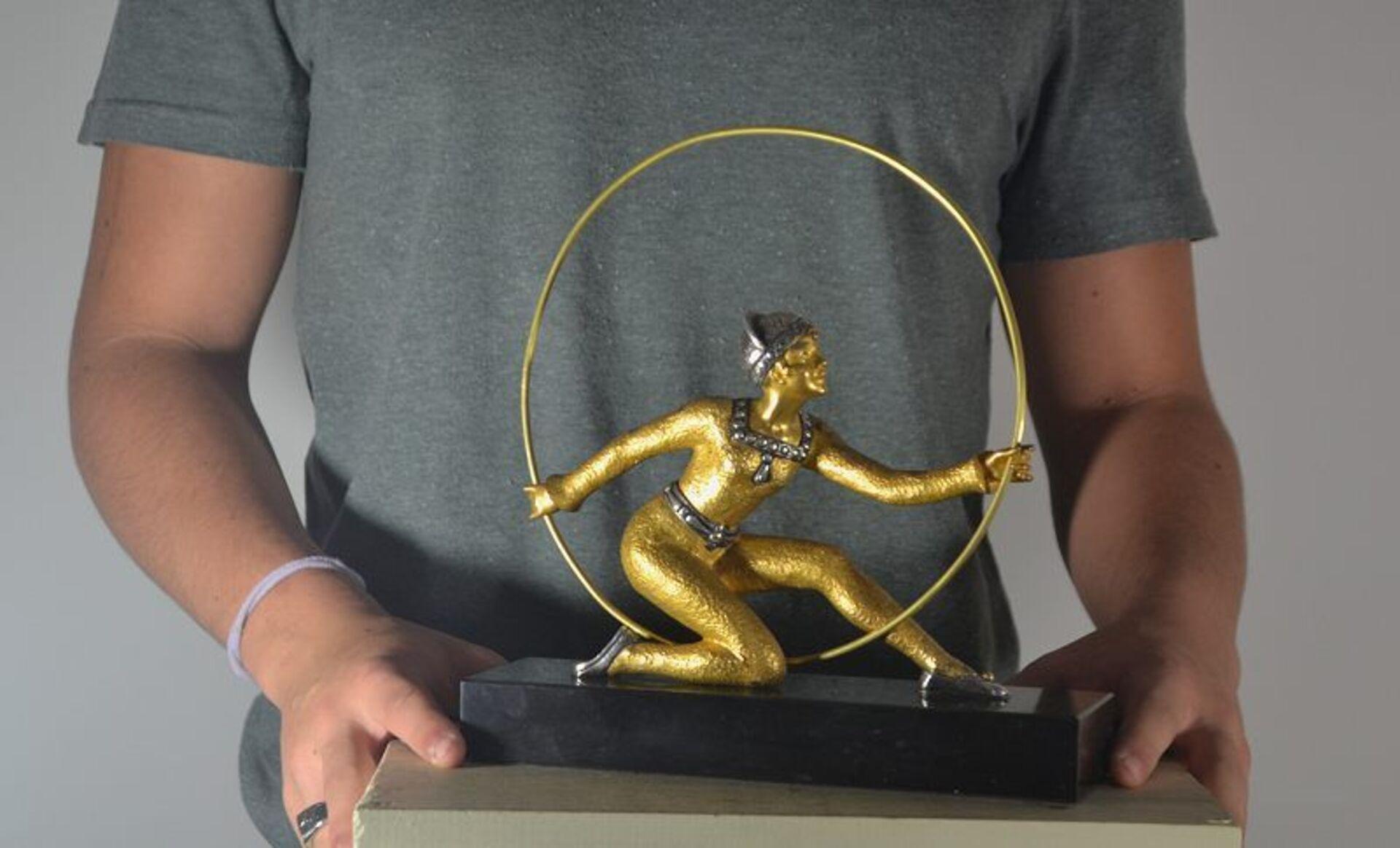 Hoop Dancer, Gilded Bronze Figure, Desire Grisard Art Deco 5