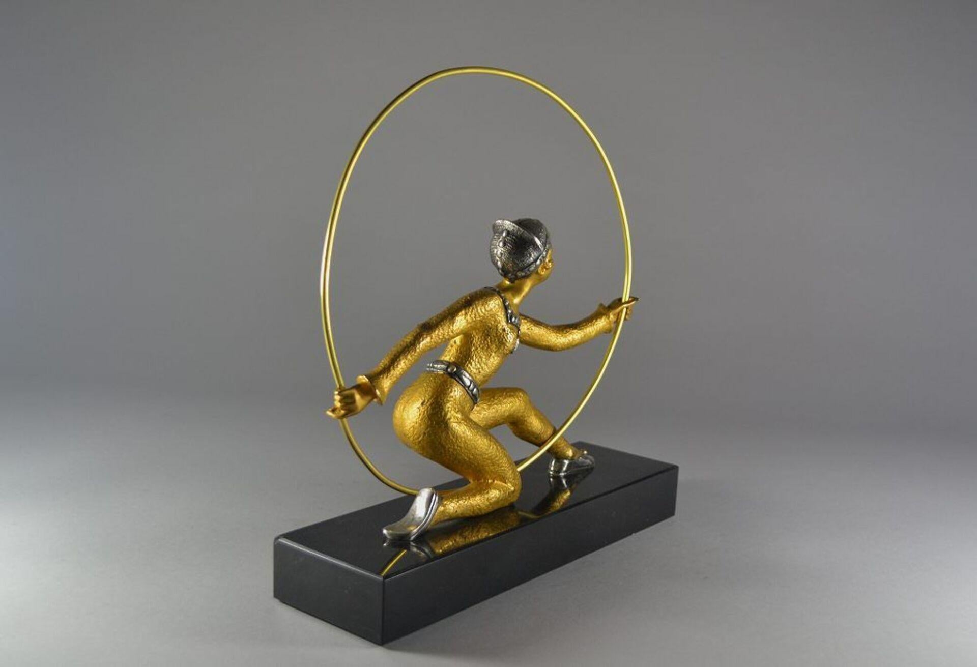 French Hoop Dancer, Gilded Bronze Figure, Desire Grisard Art Deco