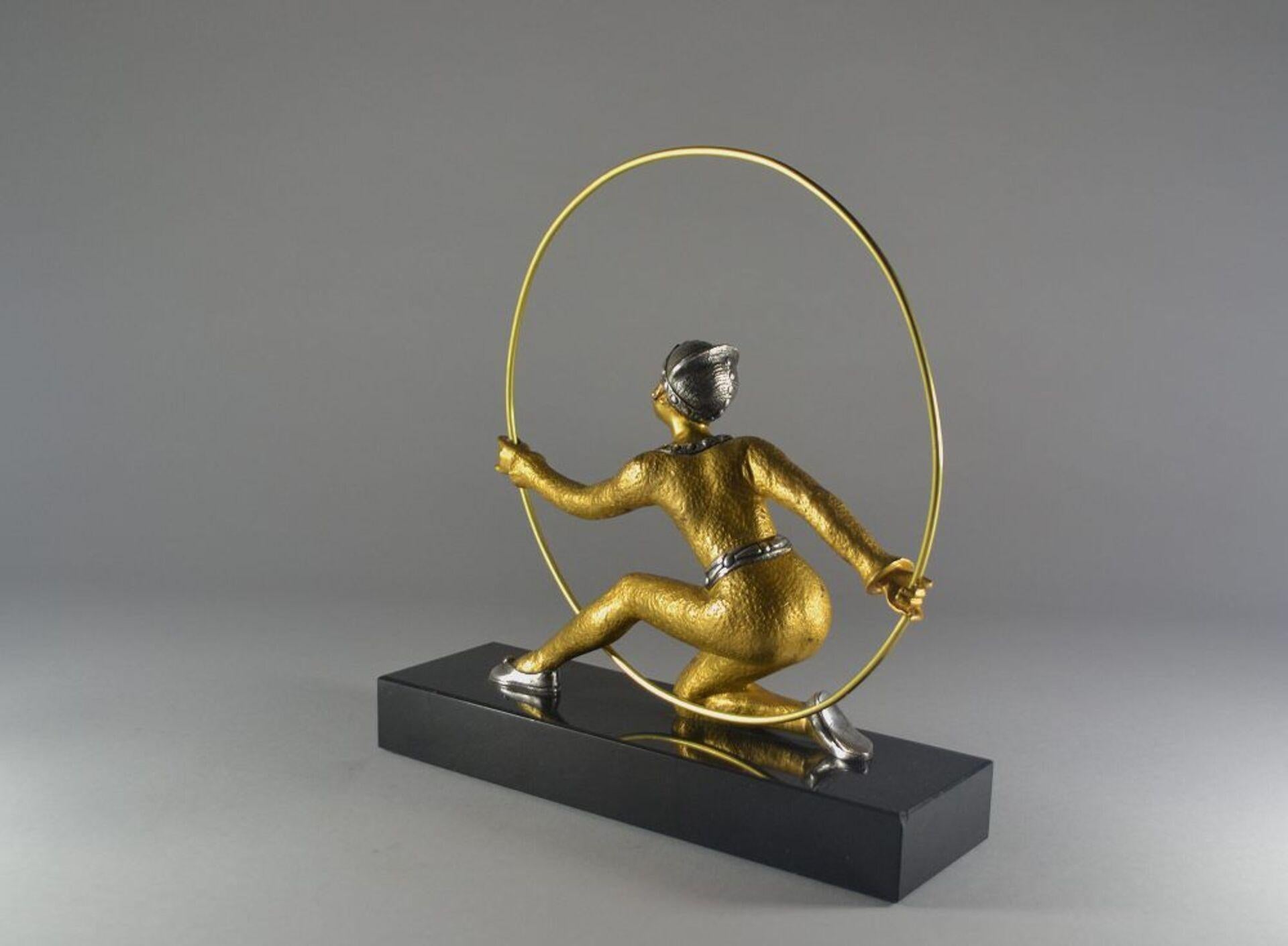 Hoop Dancer, Gilded Bronze Figure, Desire Grisard Art Deco In Excellent Condition In Barjols, FR