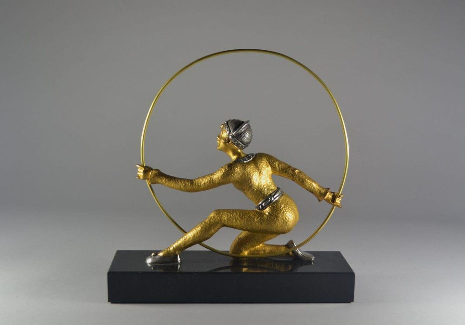 Mid-20th Century Hoop Dancer, Gilded Bronze Figure, Desire Grisard Art Deco