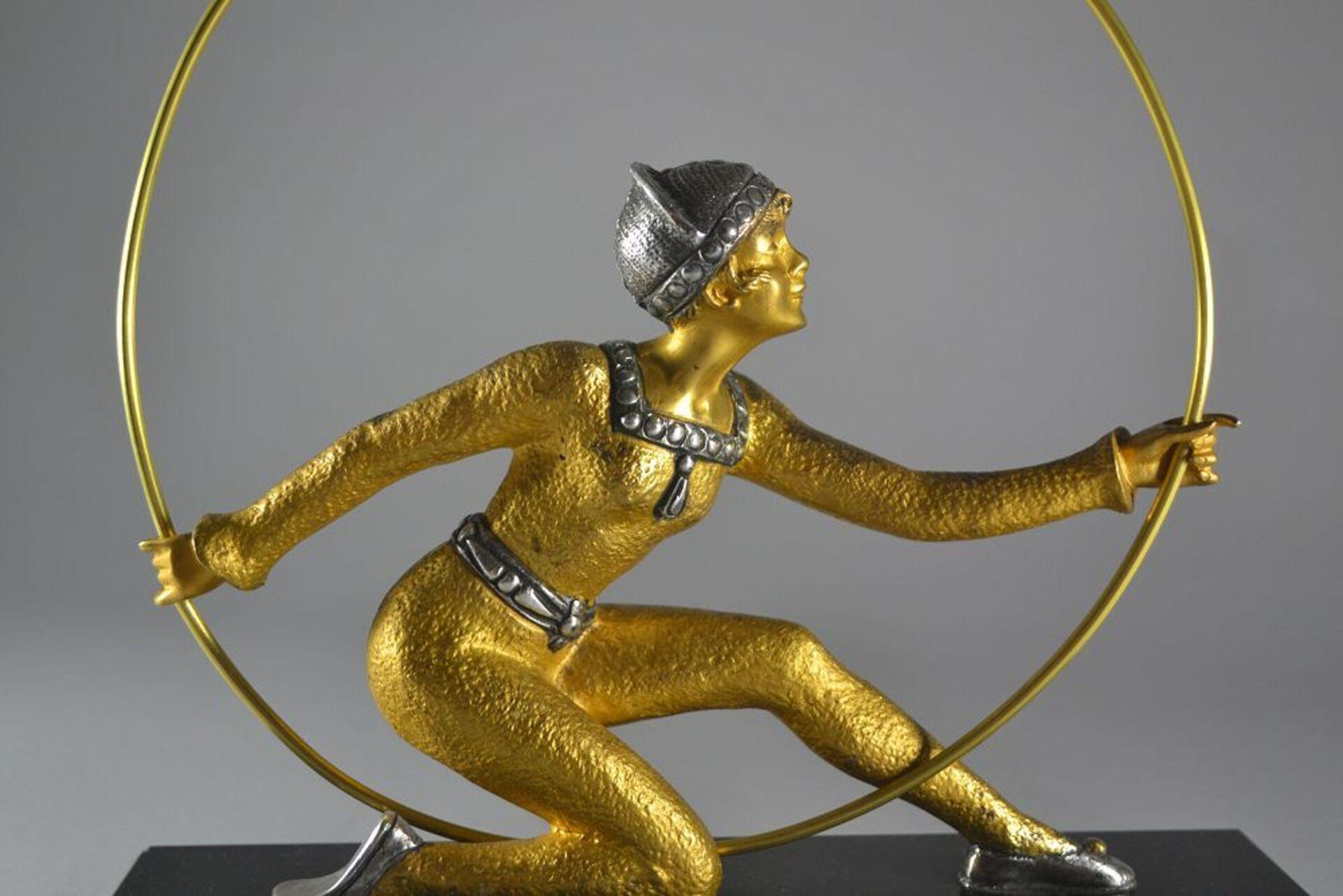 Hoop Dancer, Gilded Bronze Figure, Desire Grisard Art Deco 2