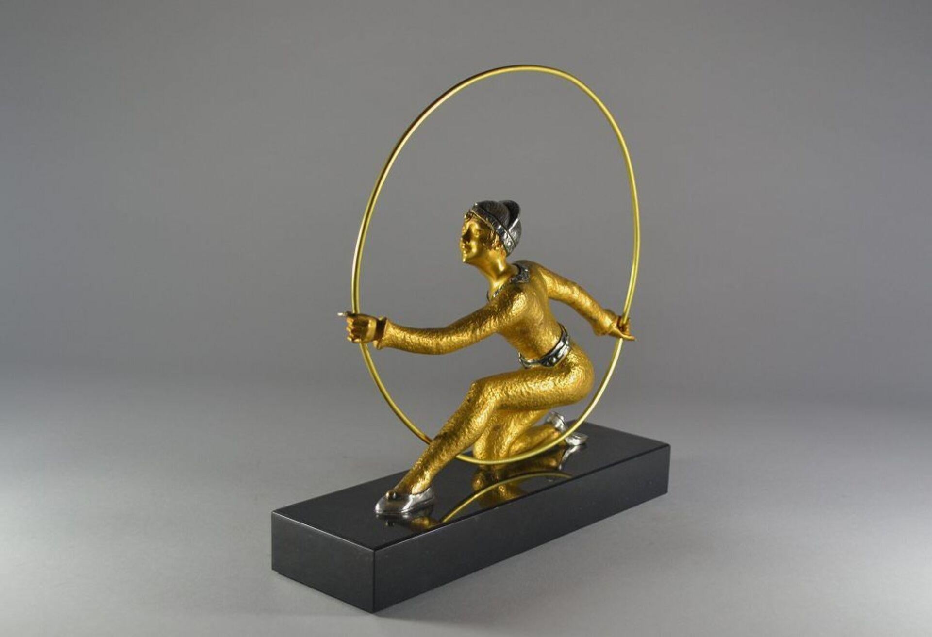 Hoop Dancer, Gilded Bronze Figure, Desire Grisard Art Deco 3