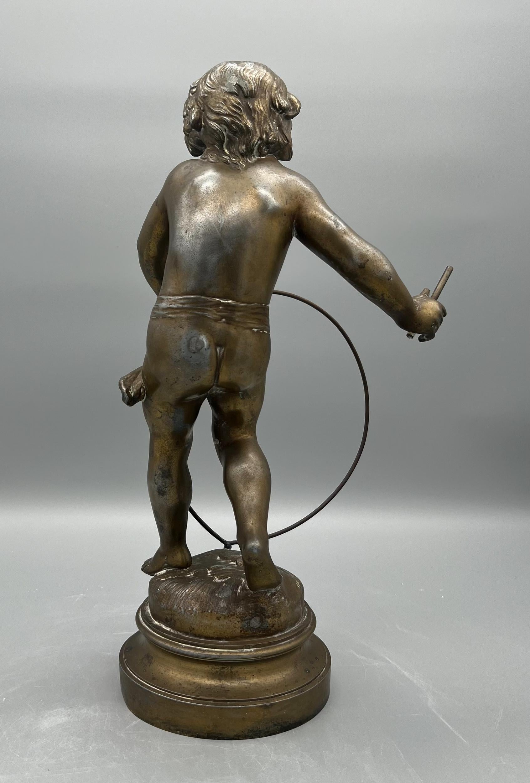 “The hoop”, subject in regule by Auguste Moreau, France, circa 1880 In Good Condition For Sale In Paris, FR