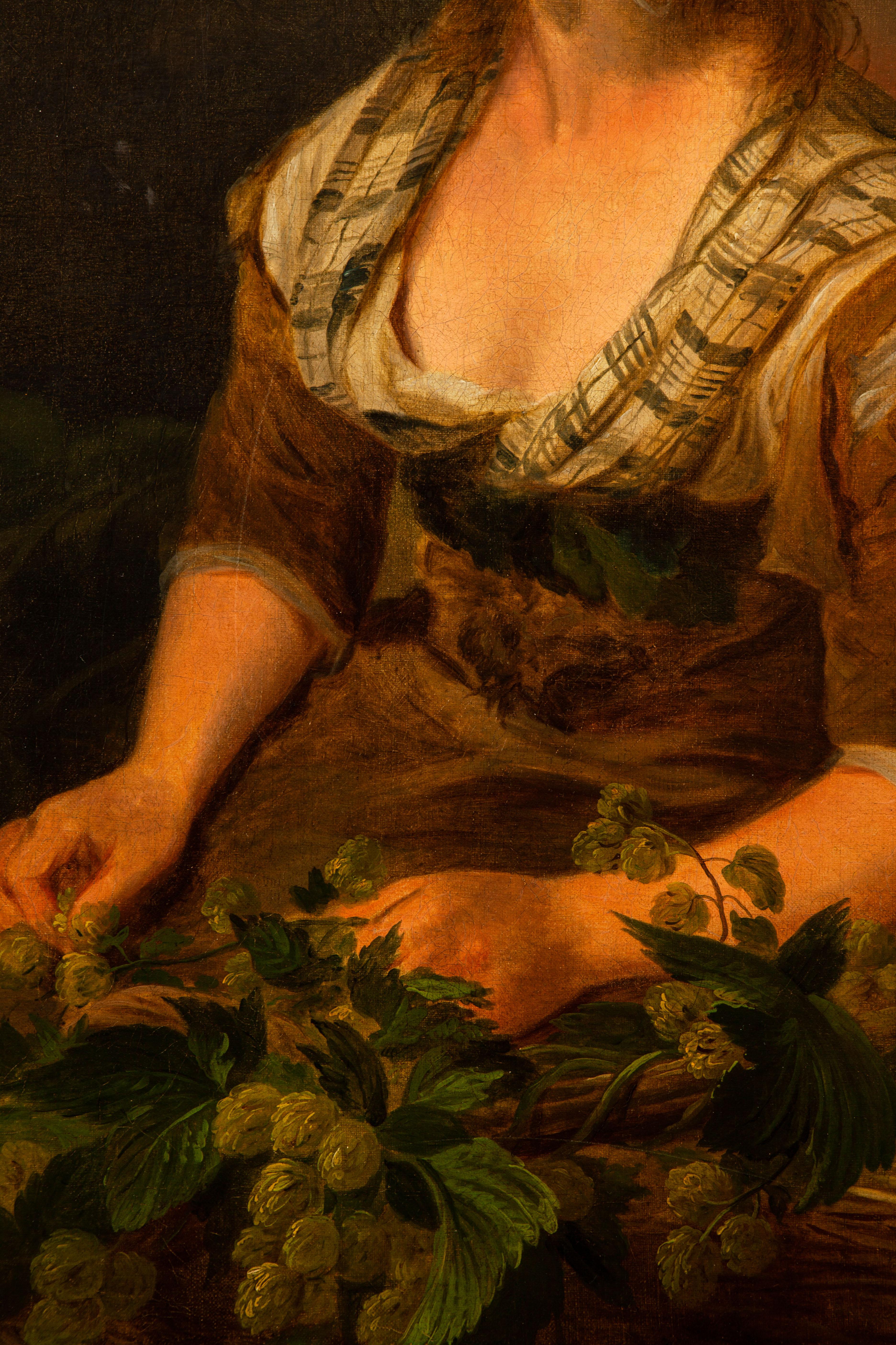 « The Hop Picker », peinture à l'huile de Thomas Barker de Bath, attribuée Bon état - En vente à Pasadena, CA