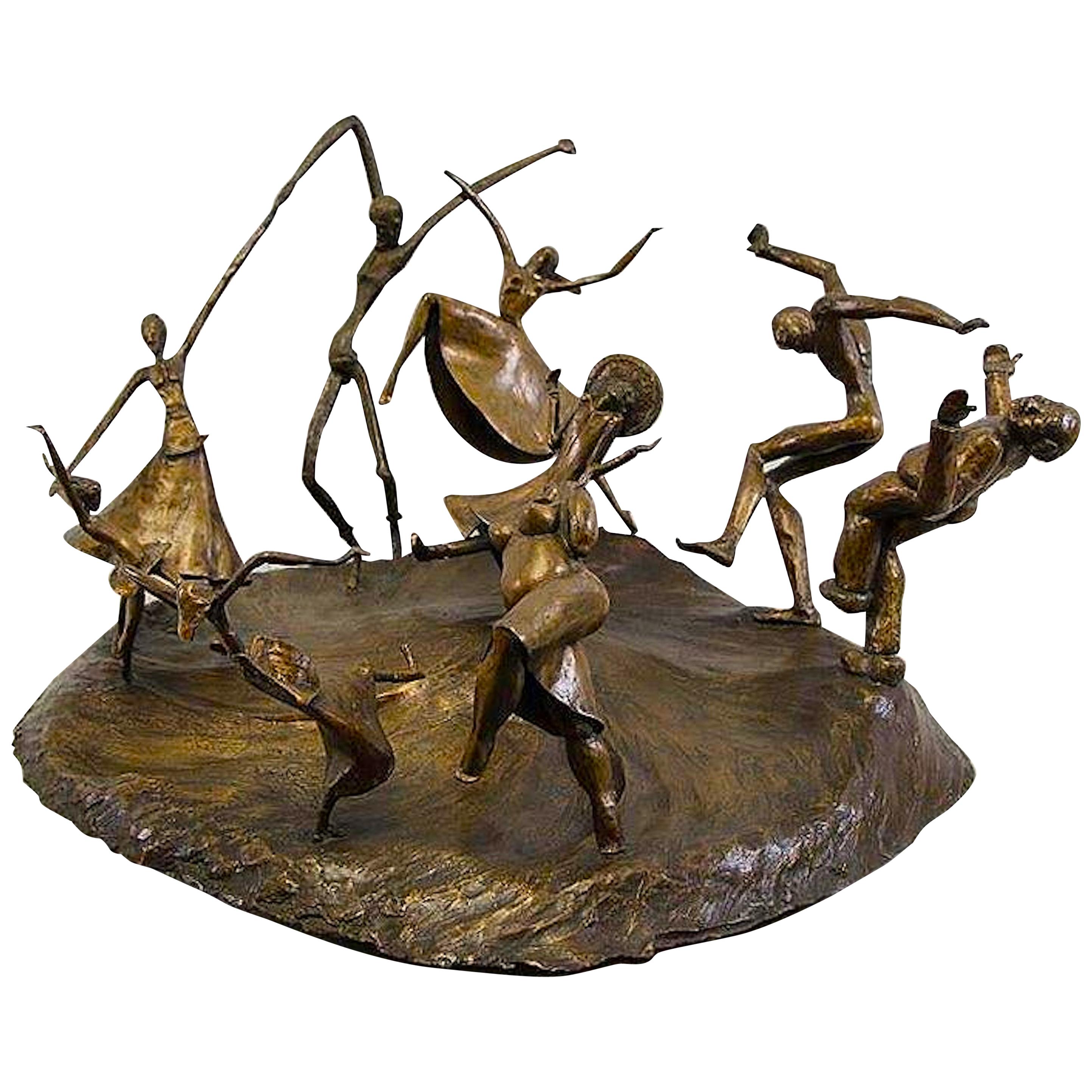 "The Horah" Bronze Sculpture by Sonya Bellak For Sale