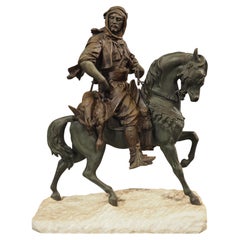 Le cavalier revenant de la chasse, Alfred Barye, Émile Guillemin, CIRCA 1870