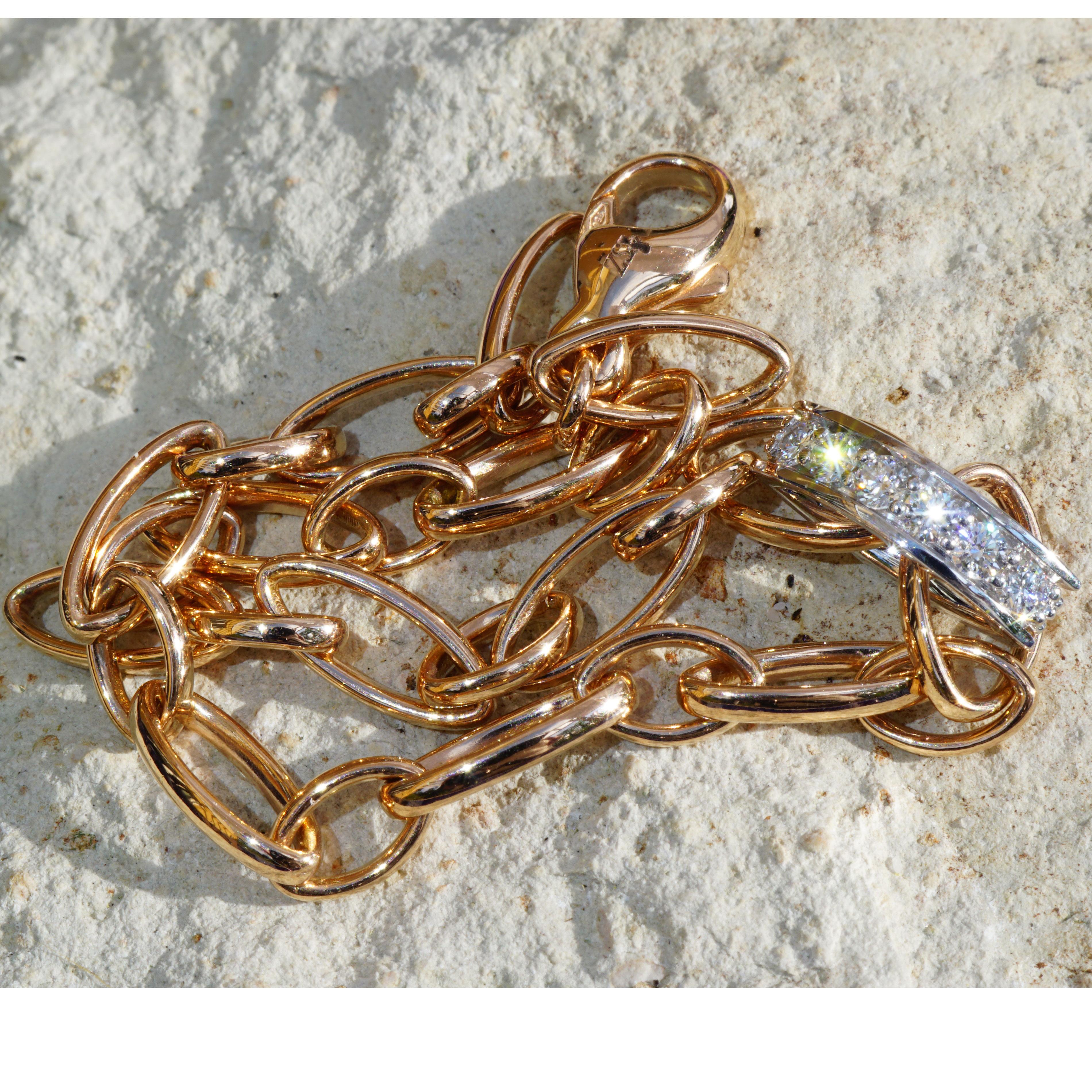 Women's or Men's Bicolor Bracelet Rose Gold 0.43 ct TW VS Hottest Amazing Piece of Jewelry Italy