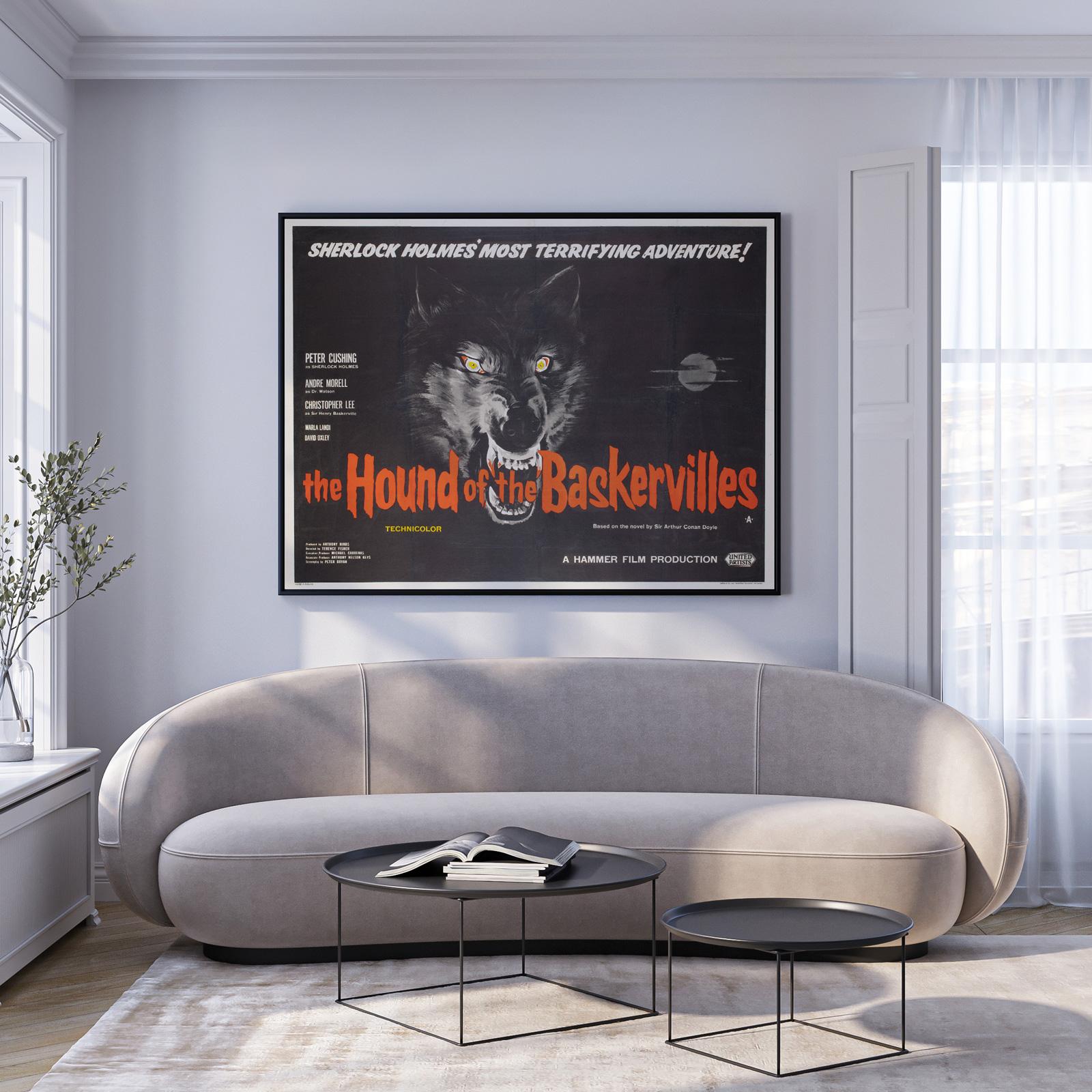 Wonderful first-year-of-release, country-of-origin UK Quad film poster for Hammer Horror's Sherlock Holme's classic The Hound of the Baskervilles.  Superb design.


The iconic Hammer Film Productions, best known for a series of Gothic horror and