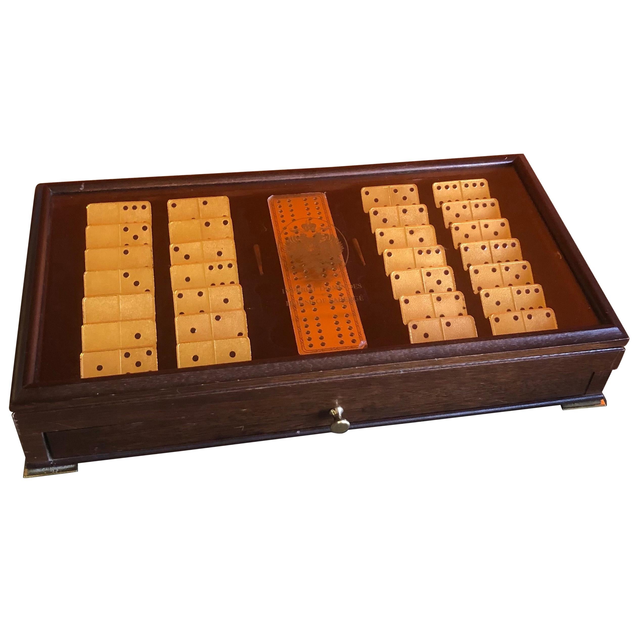 The House of Faberge 22-Karat Gold-Plated Imperial Domino Set and Case