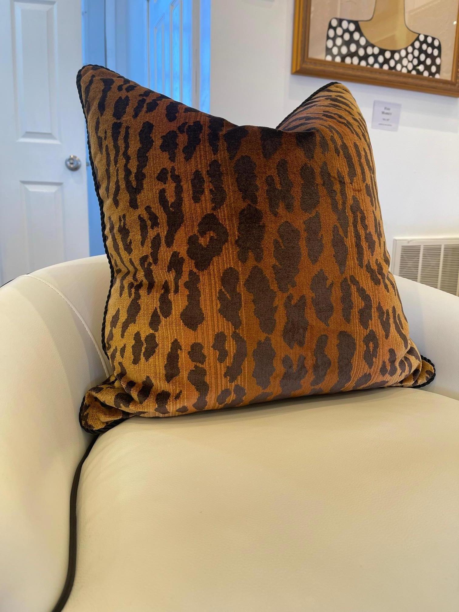American House of Scalamandre Leopard Luxury Pillow For Sale