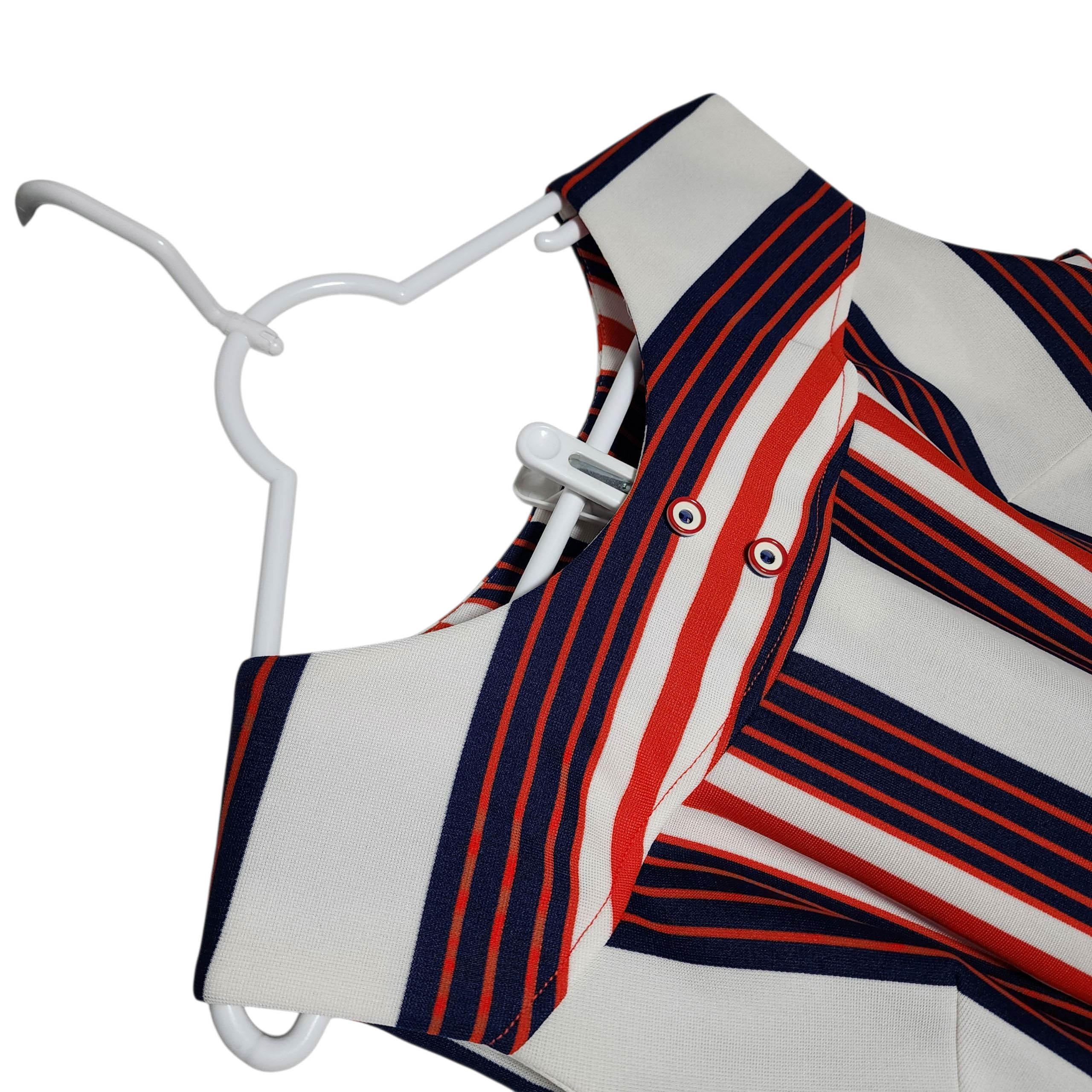 The House of Shroyer Robe sans manches rayée rouge, blanc et bleu, années 1960 en vente 7