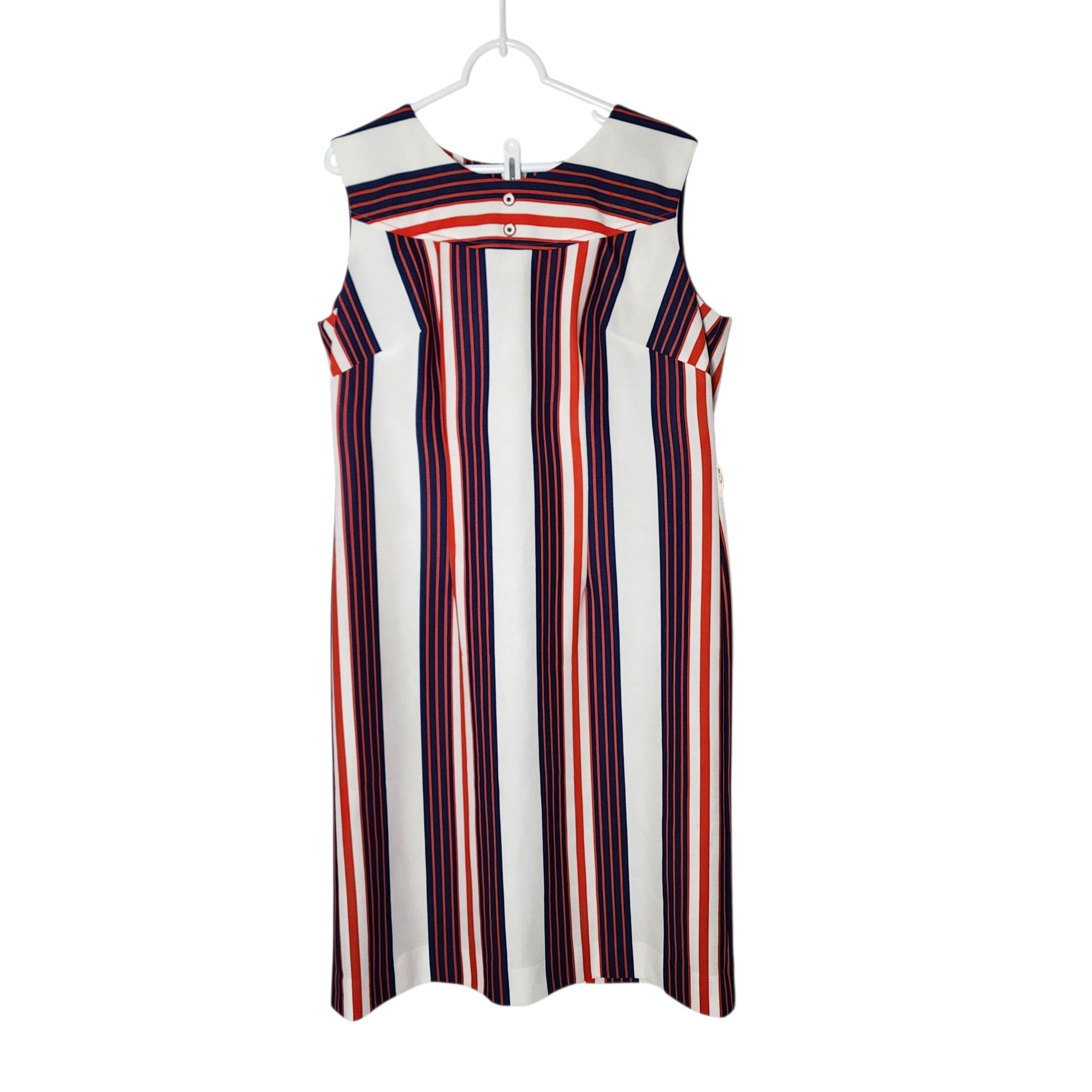 The House of Shroyer Robe sans manches rayée rouge, blanc et bleu, années 1960 en vente 11