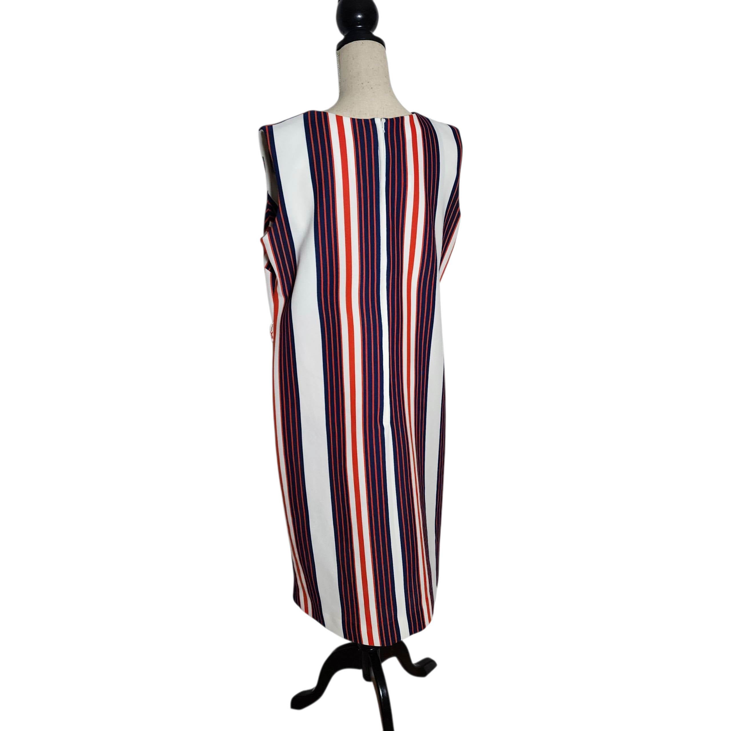 Gris The House of Shroyer Robe sans manches rayée rouge, blanc et bleu, années 1960 en vente