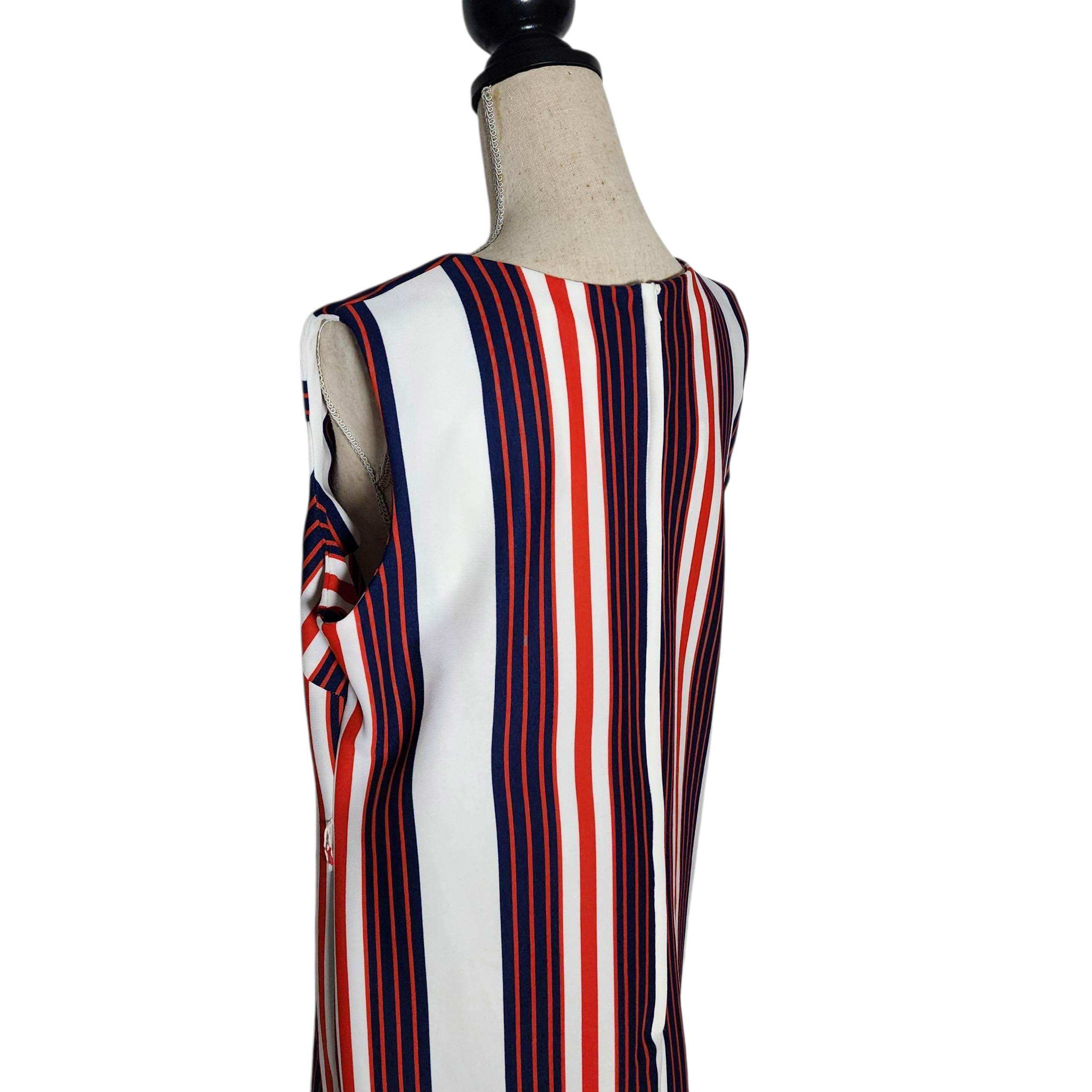 The House of Shroyer Robe sans manches rayée rouge, blanc et bleu, années 1960 Excellent état - En vente à Milford, DE