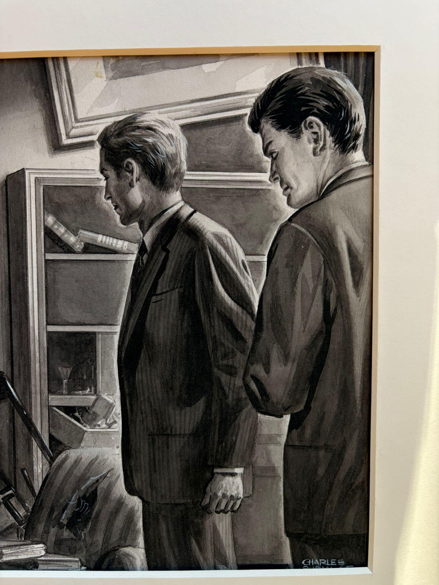 Das Haus, das wartete - Original-Krimi-Illustration von Charles Burki, 1965 im Zustand „Gut“ im Angebot in Langweer, NL