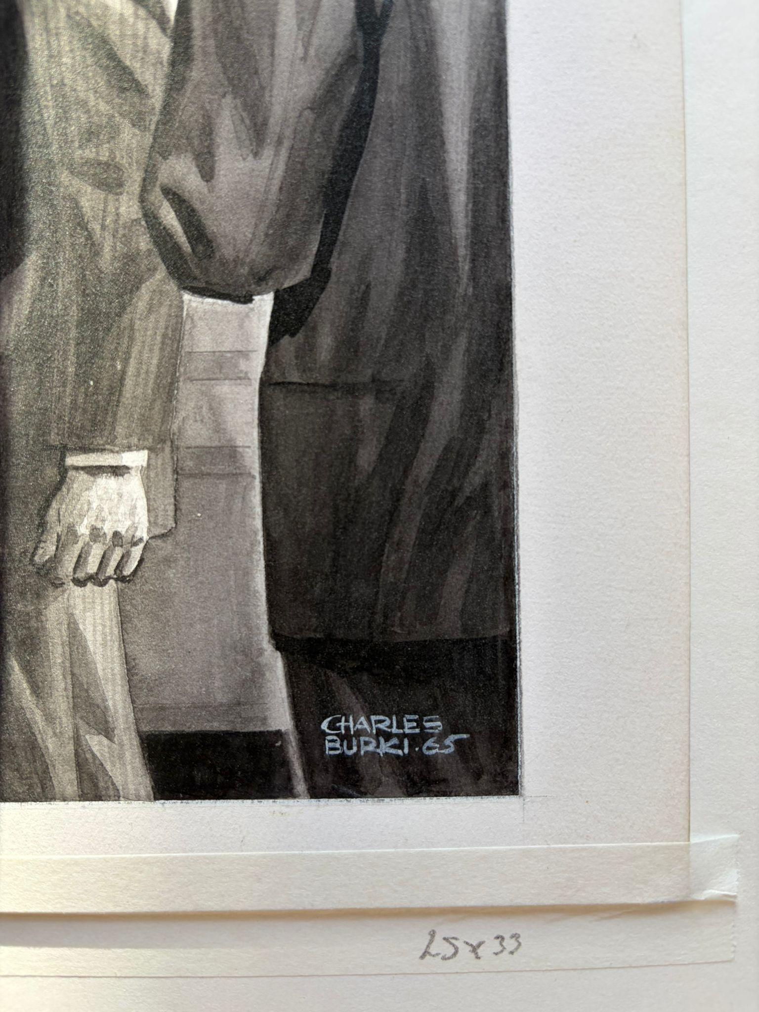 Das Haus, das wartete - Original-Krimi-Illustration von Charles Burki, 1965 im Angebot 1