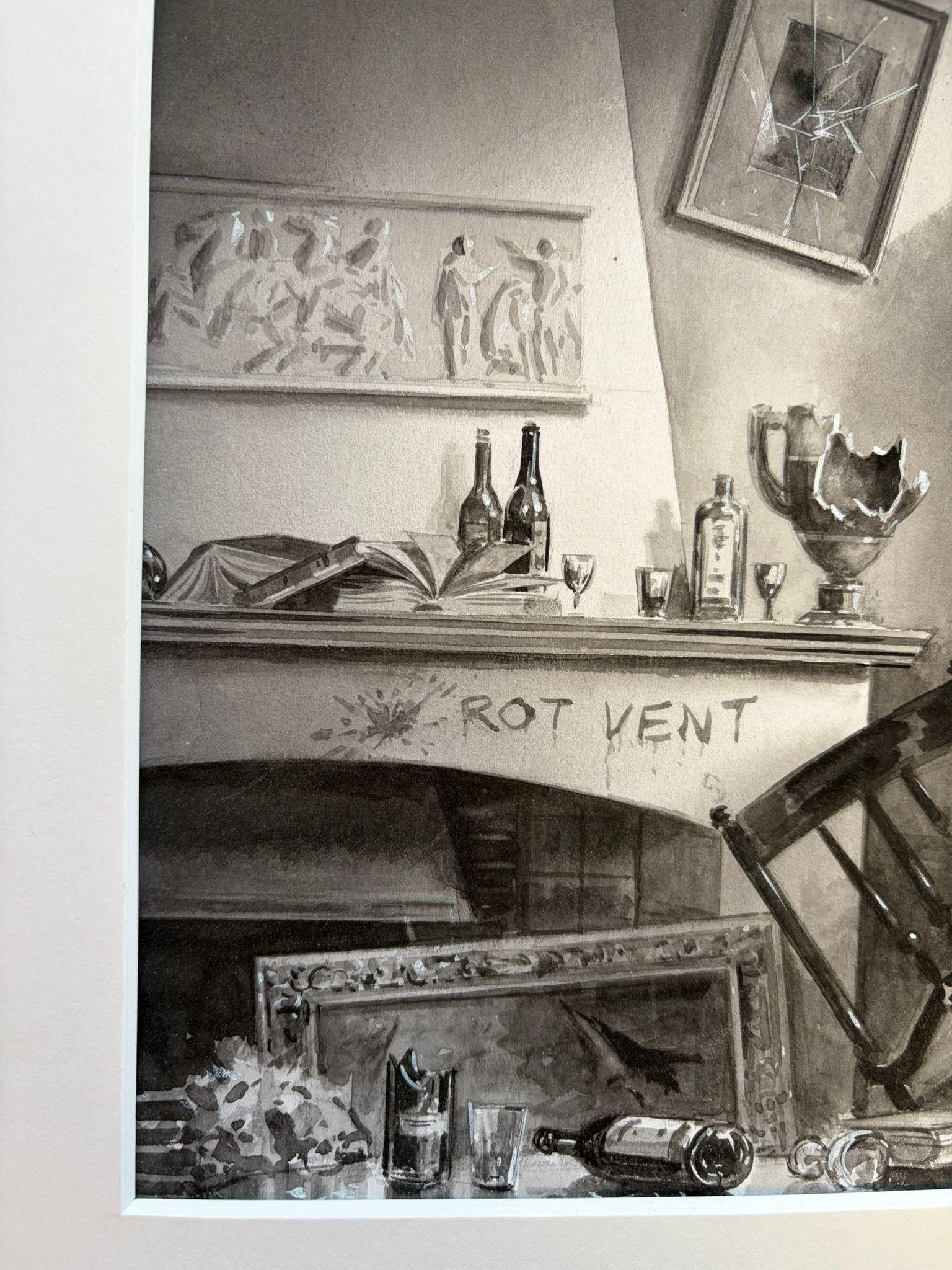 Das Haus, das wartete - Original-Krimi-Illustration von Charles Burki, 1965 im Angebot 2