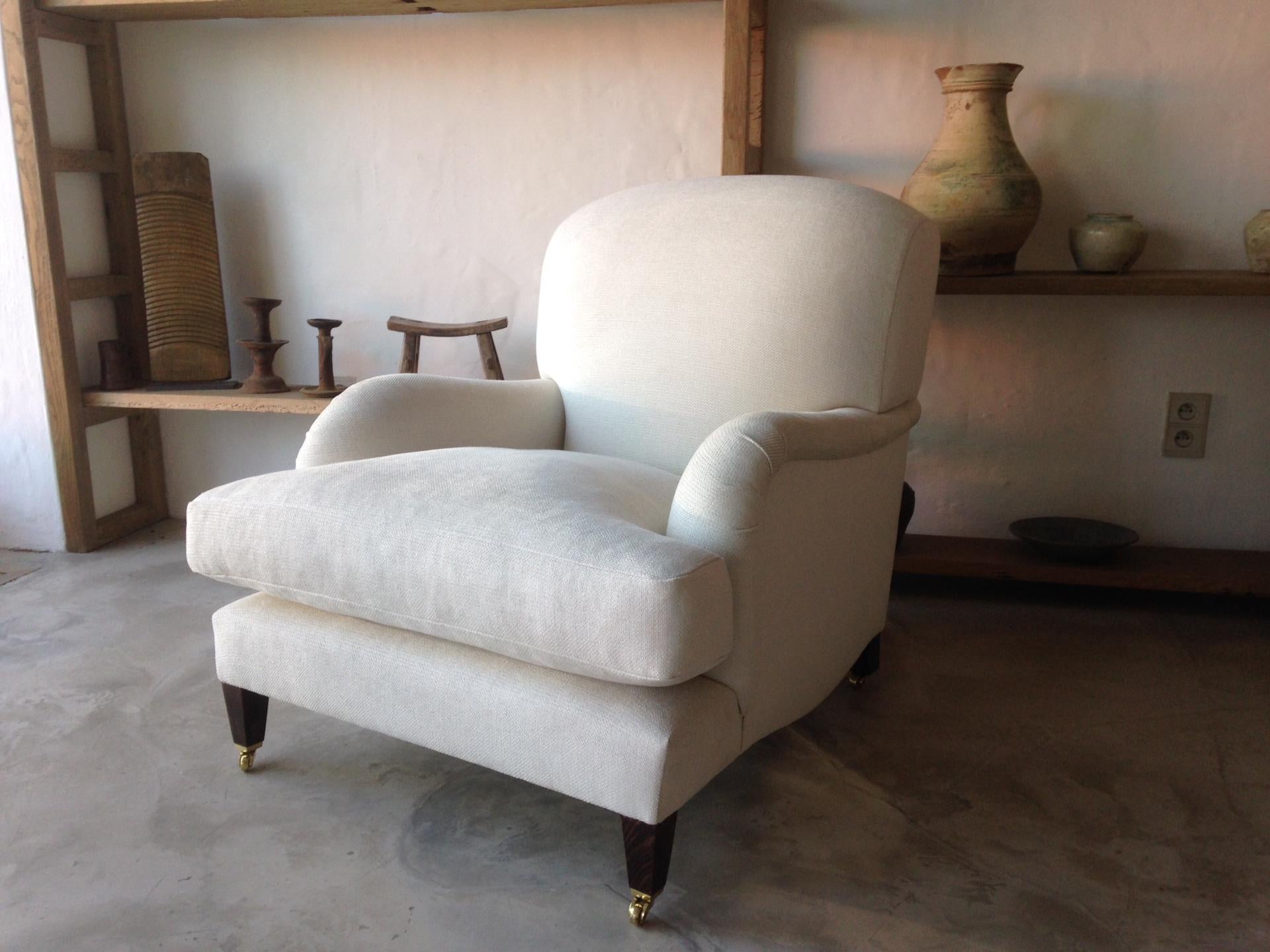 Belge The Howard, fauteuil en lin belge fabriqué sur mesure en vente