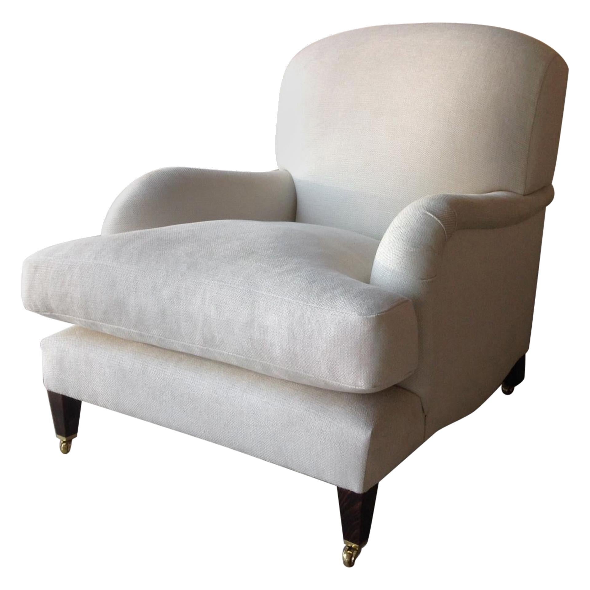 The Howard, Custom Made Belgian Linen Armchair For Sale