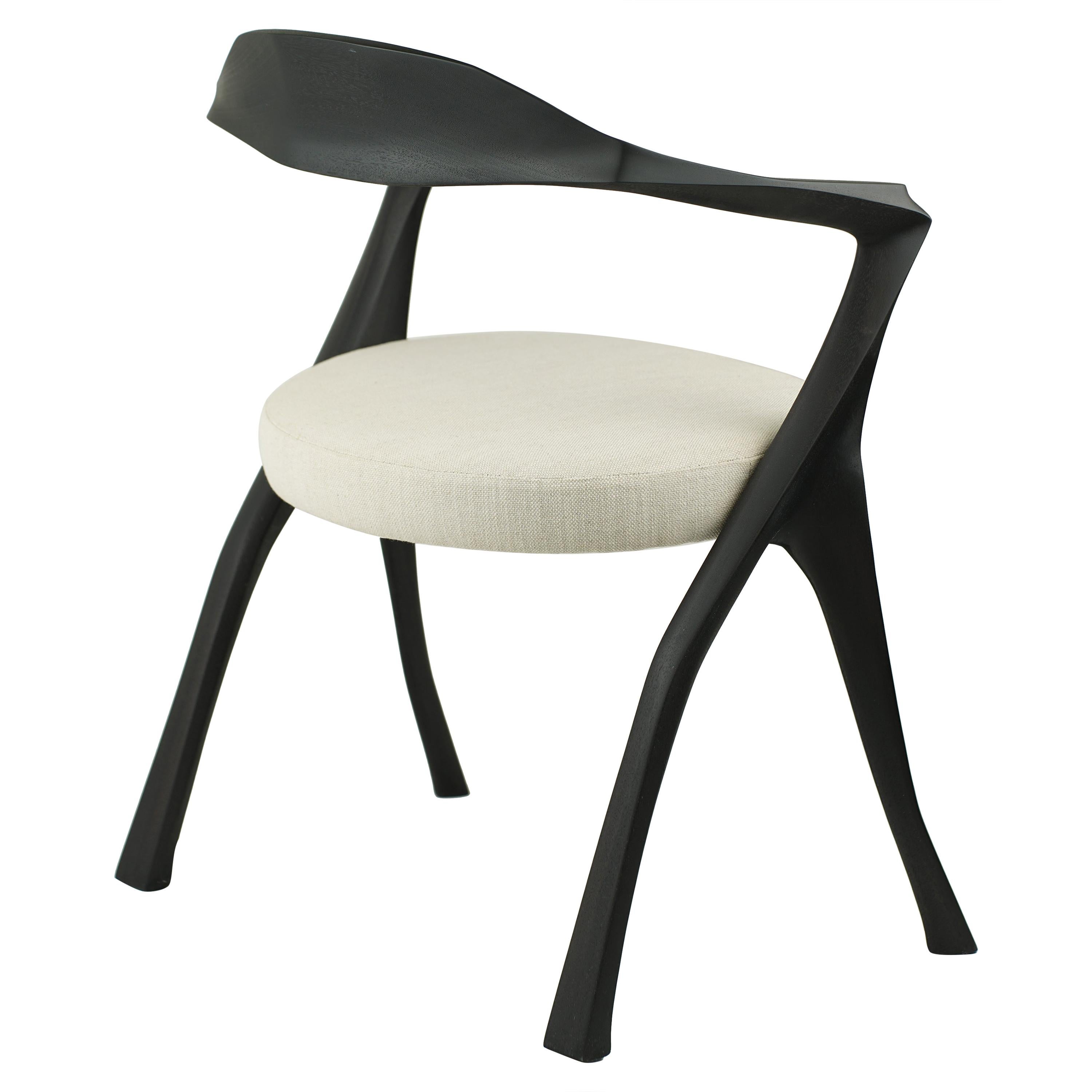 HOMAGE Chair-Organic, Sculptural, HandCarved, Ebonized ContemporaryDining Armchair For Sale 2