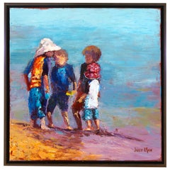 "The Huddle" Modern Oil on Canvas Painting by Listed Artist Judy Max