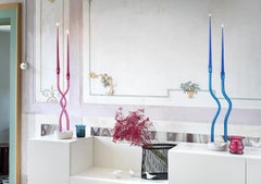 The Hug of Artisans - Murano-Glas und Palissandro-Marmor  ExtralongKerzenhalter
