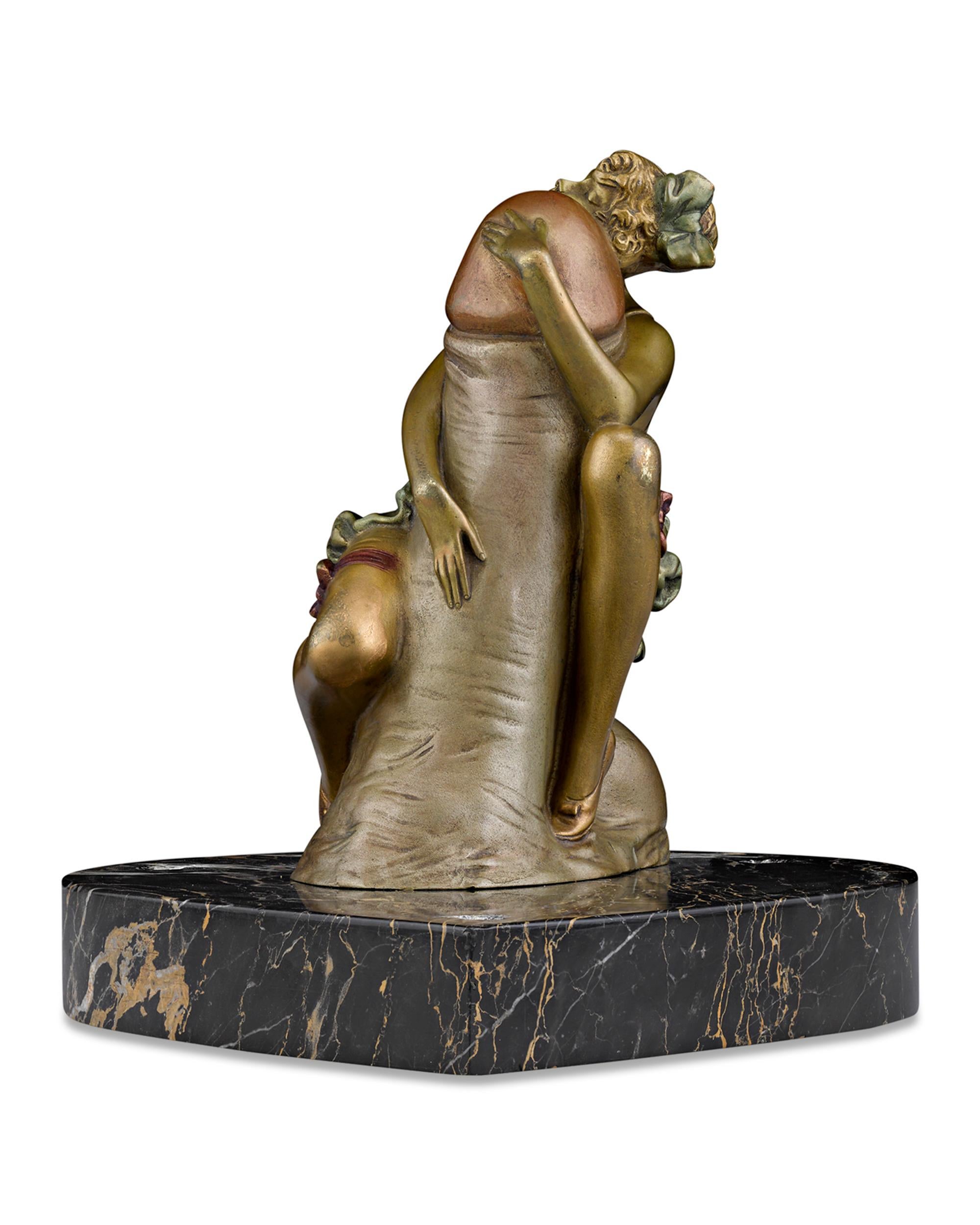 Polychromed The Hugger Erotic Bronze Attributed to Bruno Zach