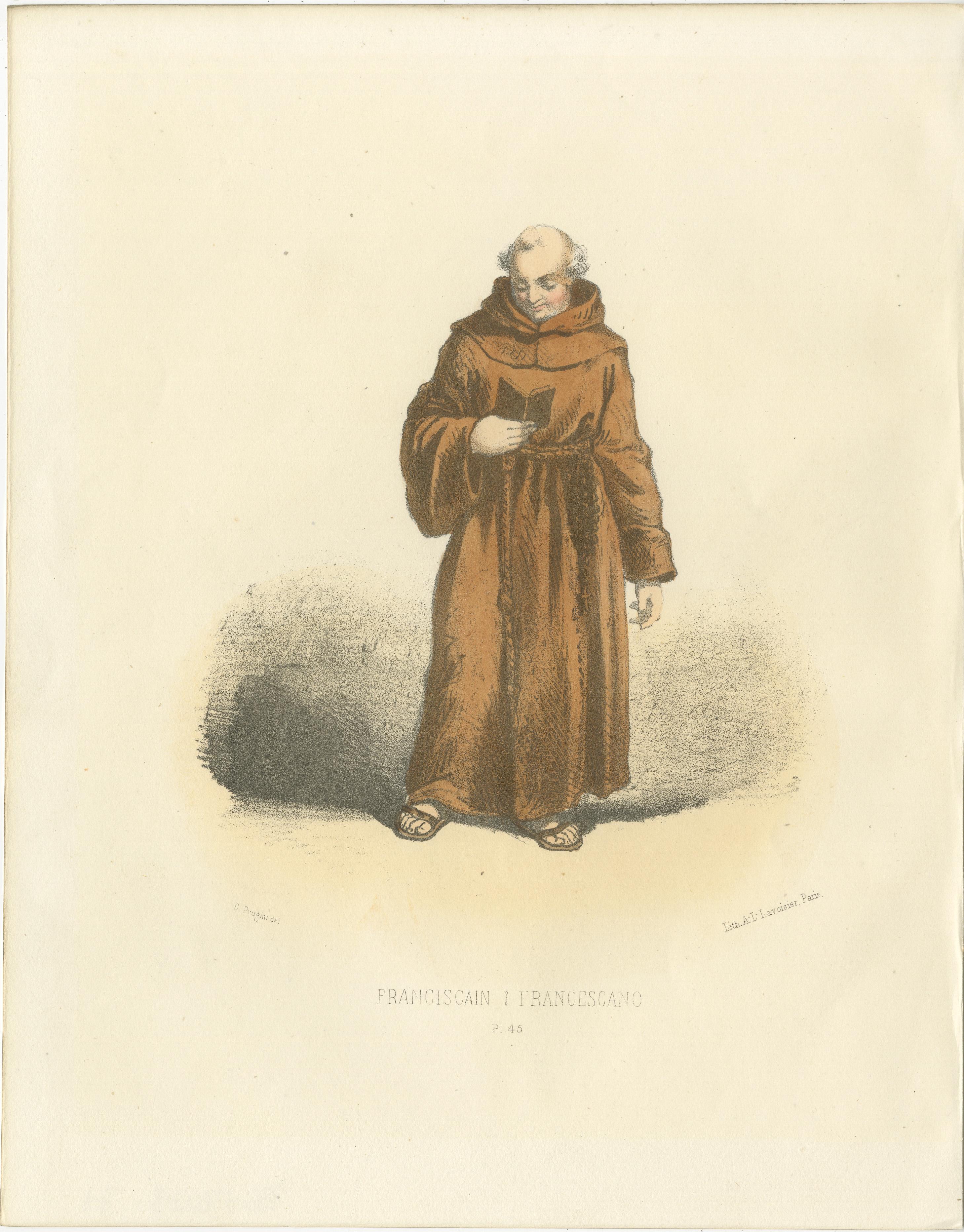 The Humble Path : Portrait of a Franciscan Monk, planche 45, 1862  

Cette magnifique lithographie coloriée à la main, 'The Humble Path : Portrait d'un moine franciscain