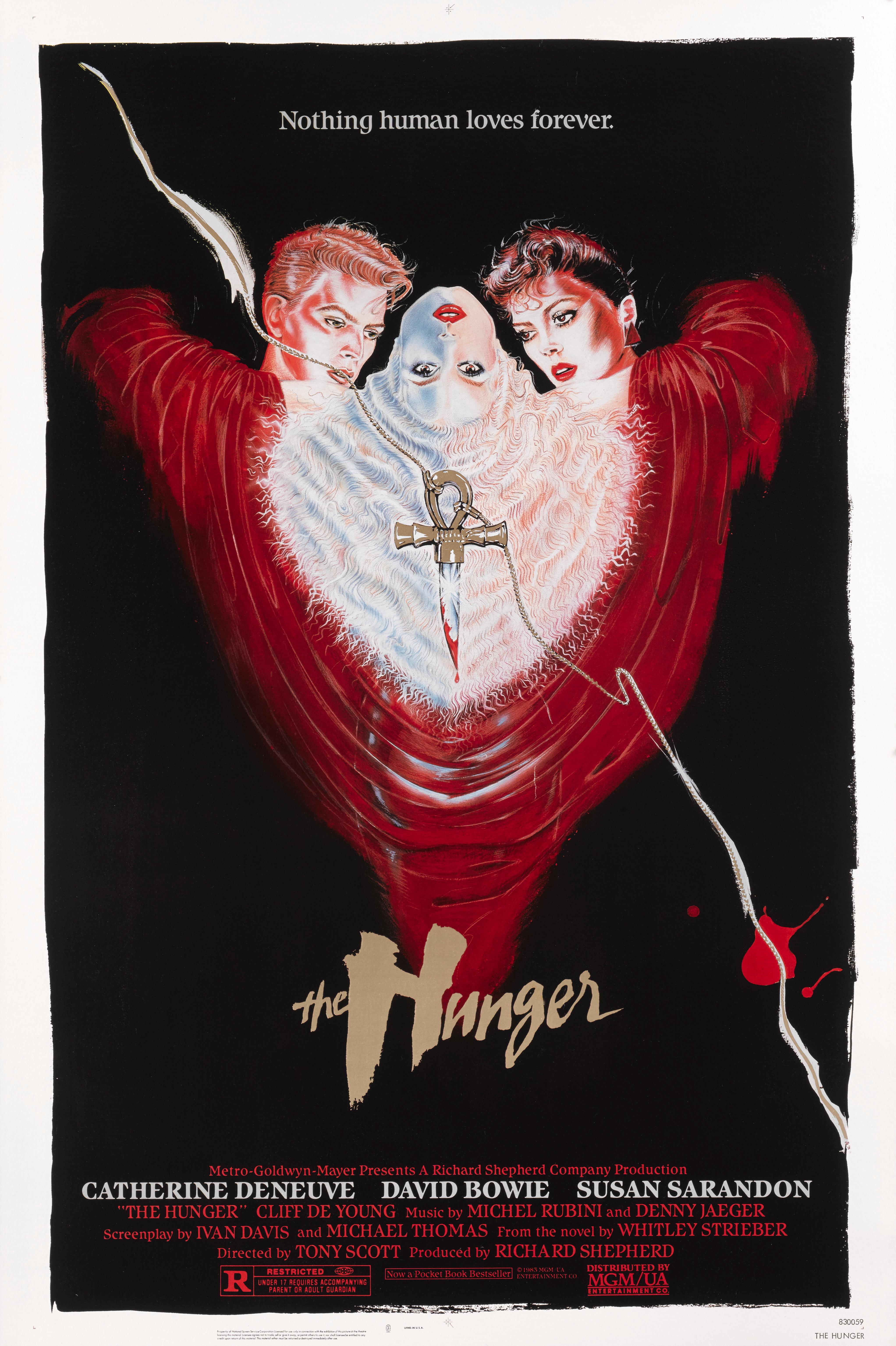 Originales amerikanisches Filmplakat für den Vampirfilm von 1983 mit Catherine Deneuve, David Bowie und Susan Sarandon in den Hauptrollen. Die Regie bei diesem Film führte Tony Scott.
Dieses Plakat ist ungefaltet und Erhaltung Leinen zurück und es