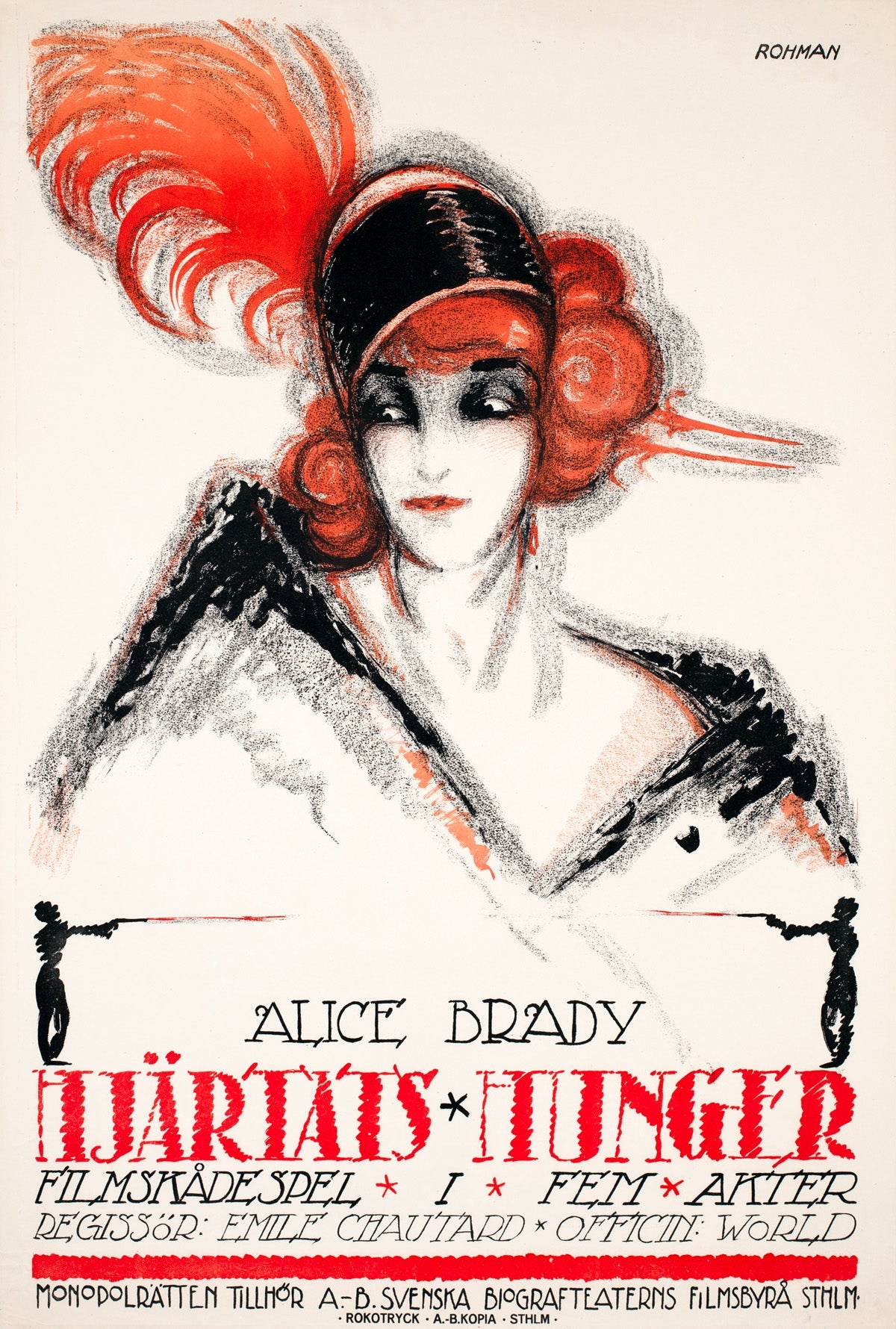 Cartel de la película sueca «The Hungry Heart» (1917), de Eric Rohman