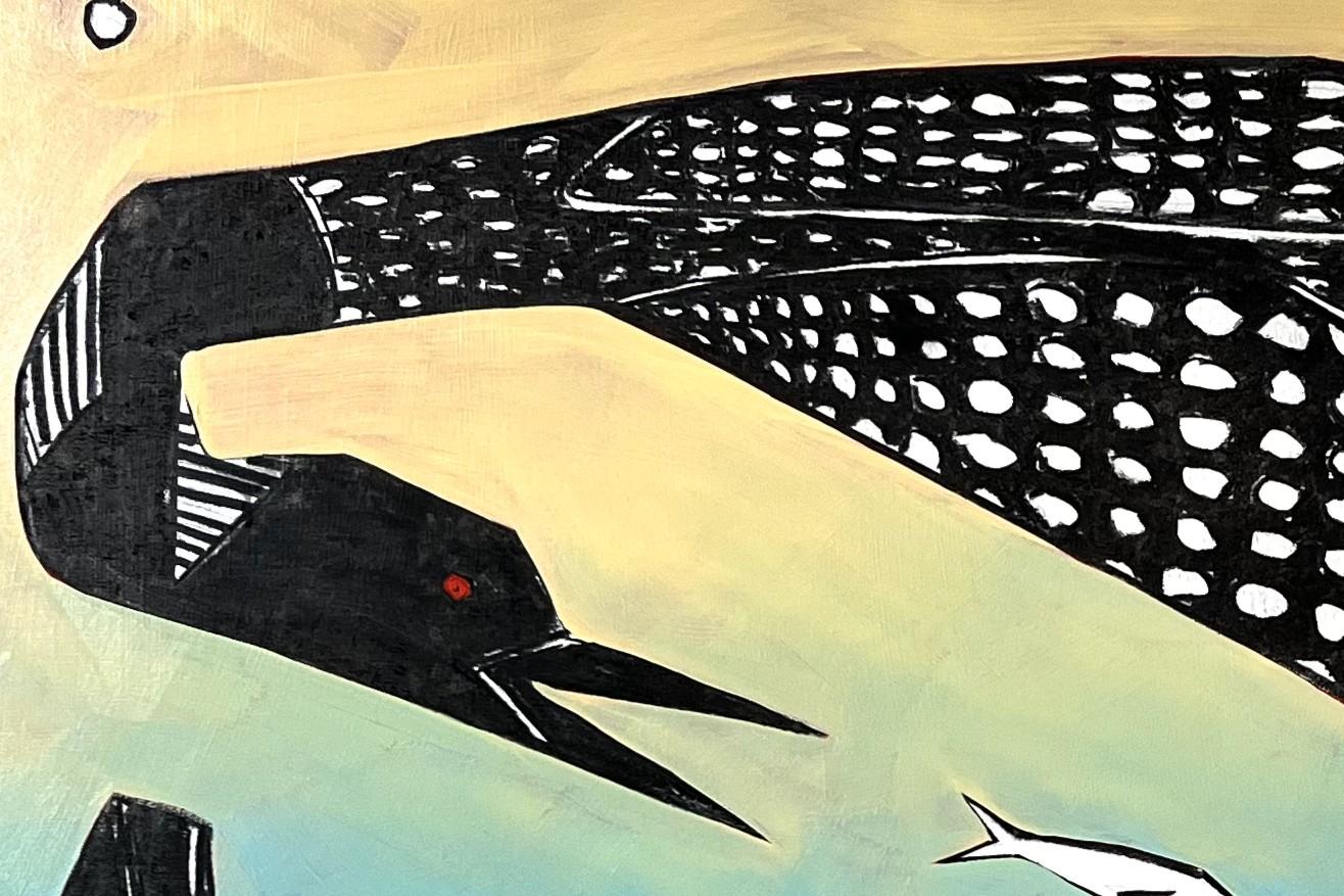 Mid-Century Modern The Hunt by James Mattison, 36x48, Oil on Wood Canvas, 2024 For Sale