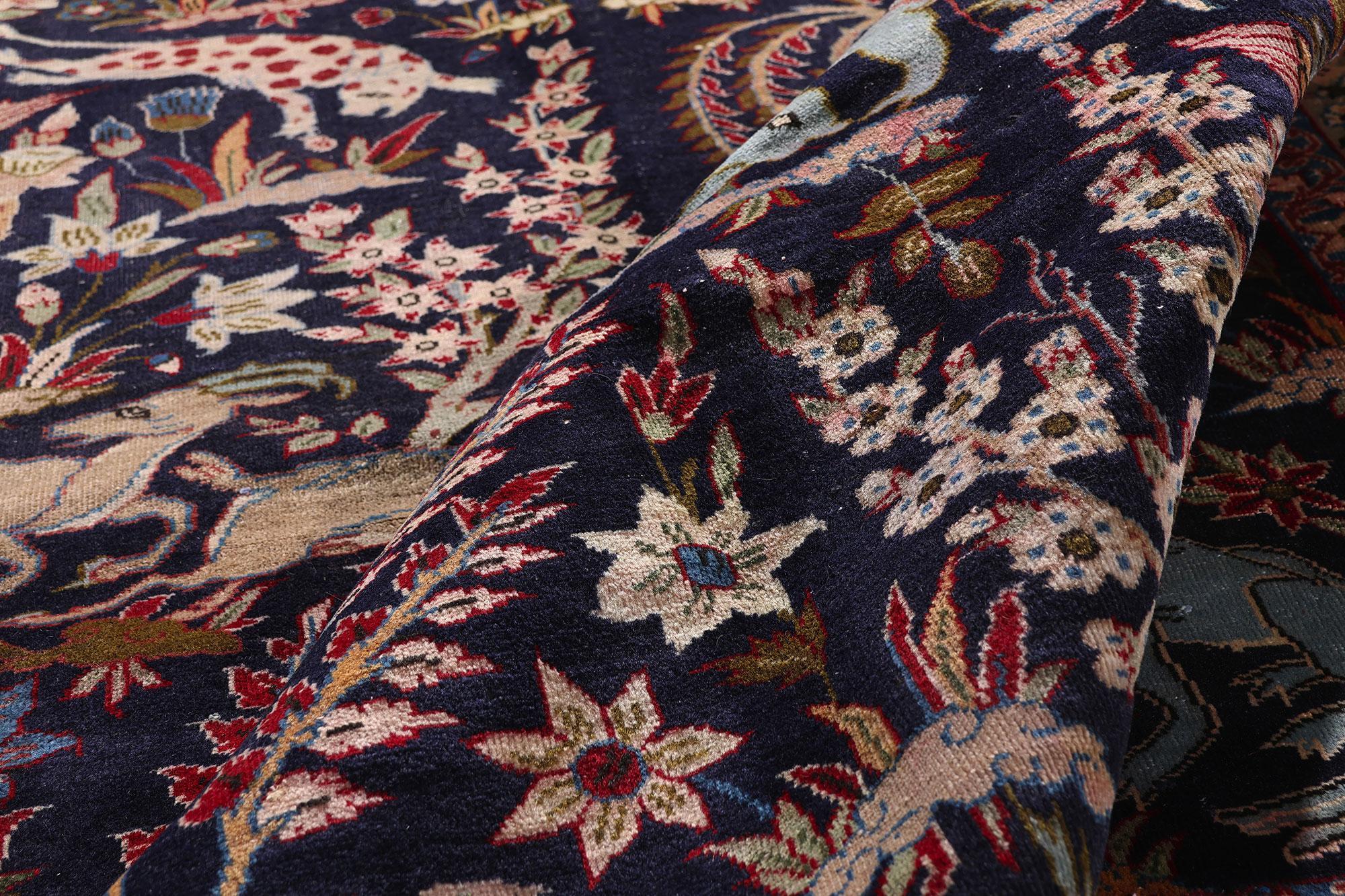 Die Jagd der Könige: Ein persisches Vintage-Najafabad-Meisterwerk von Mythos und Majestät (Wolle) im Angebot