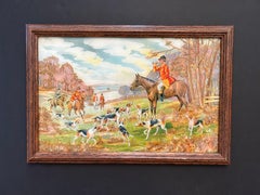 The Hunt, Reverse Painting on Glass, English, 19th Century