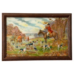 The Hunt, Reverse Painting on Glass, English, 19th Century