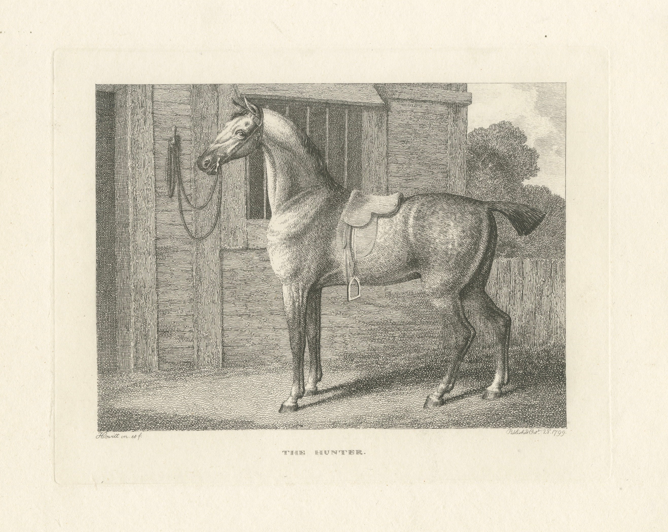 The Hunter, Samuel Howitt Georgian Equestrian Engraving, England, 1799
